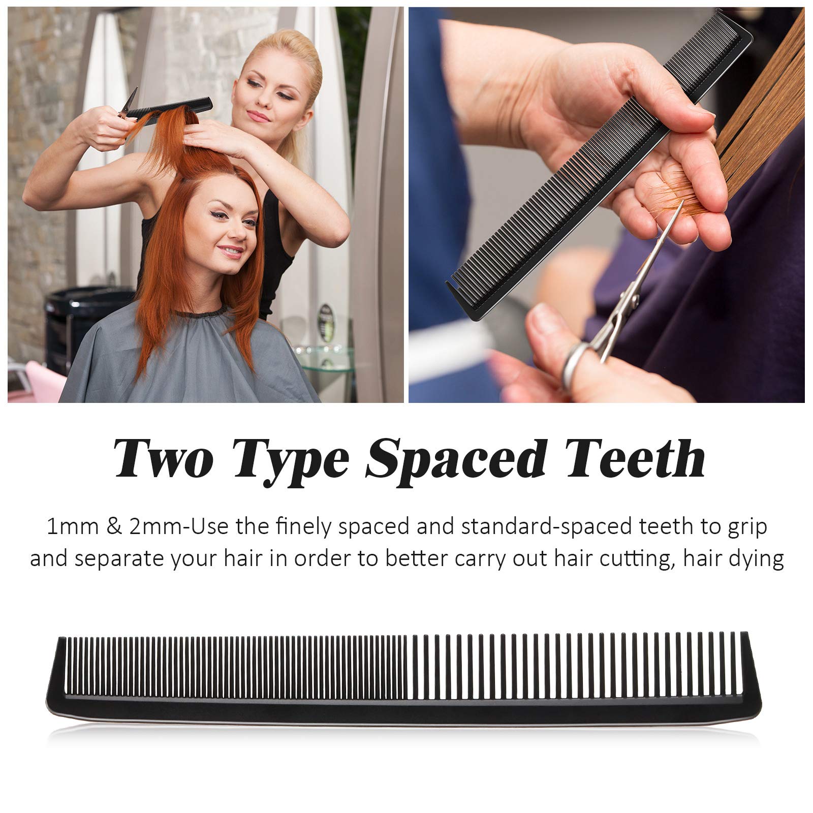 5 Pieces Hair Cutting Comb Barber Comb Hair Styling Combs Fine Teeth Carbon Comb Set Anti Static Heat Resistant Hairdressing Tap