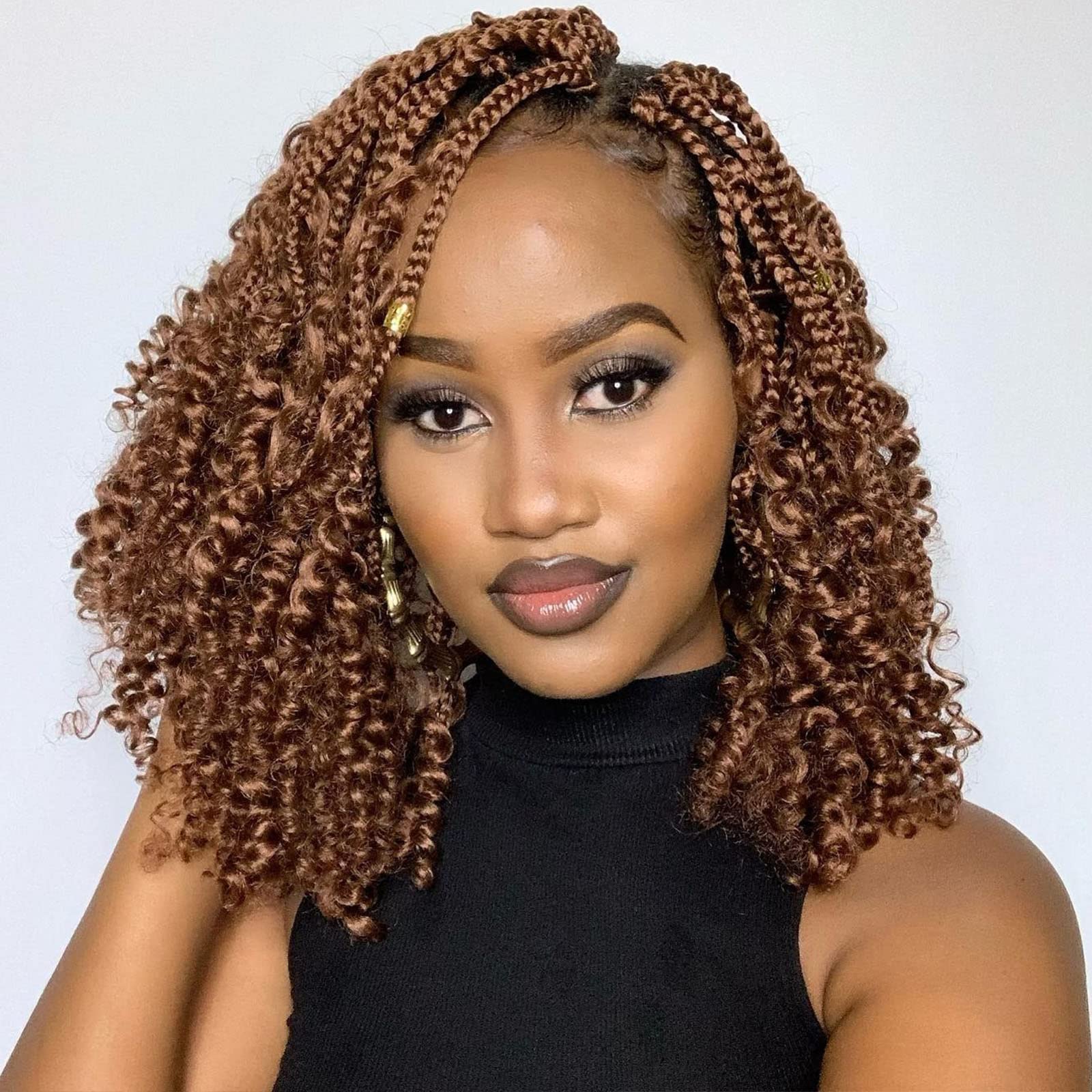 Boho Box Braids Crochet Hair for Women 10 Inch 7packs Goddess Box Braids with Curly Ends 3X Short Bob Crochet Braids for Kids Br