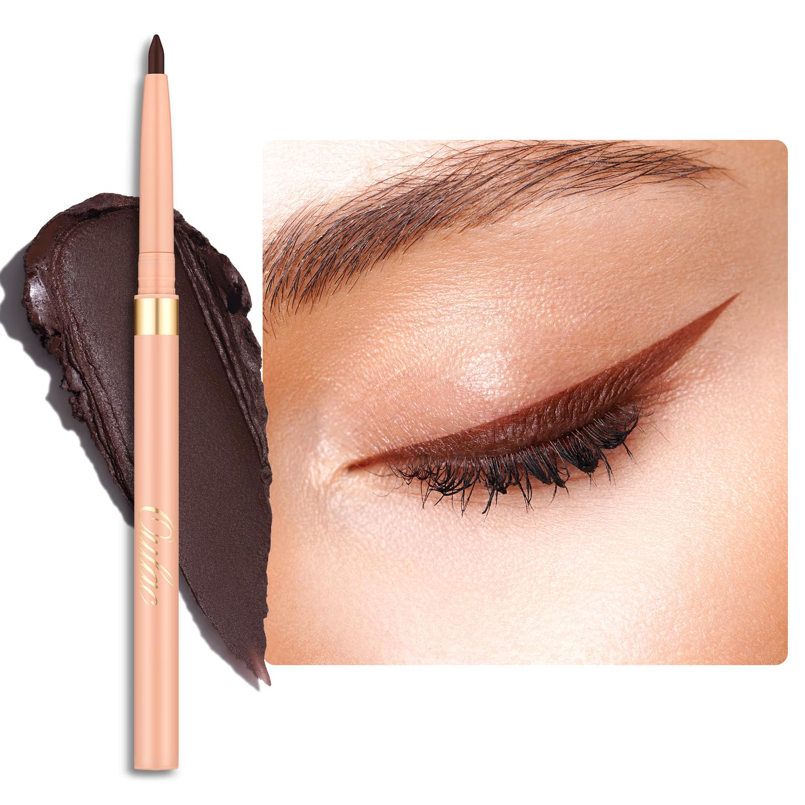 Oulac Brown Eyeliner Pencil Waterproof Smudge Proof, Brown Eyeliner Retractable, Smooth And Creamy Eye Makeup For Precision Appl