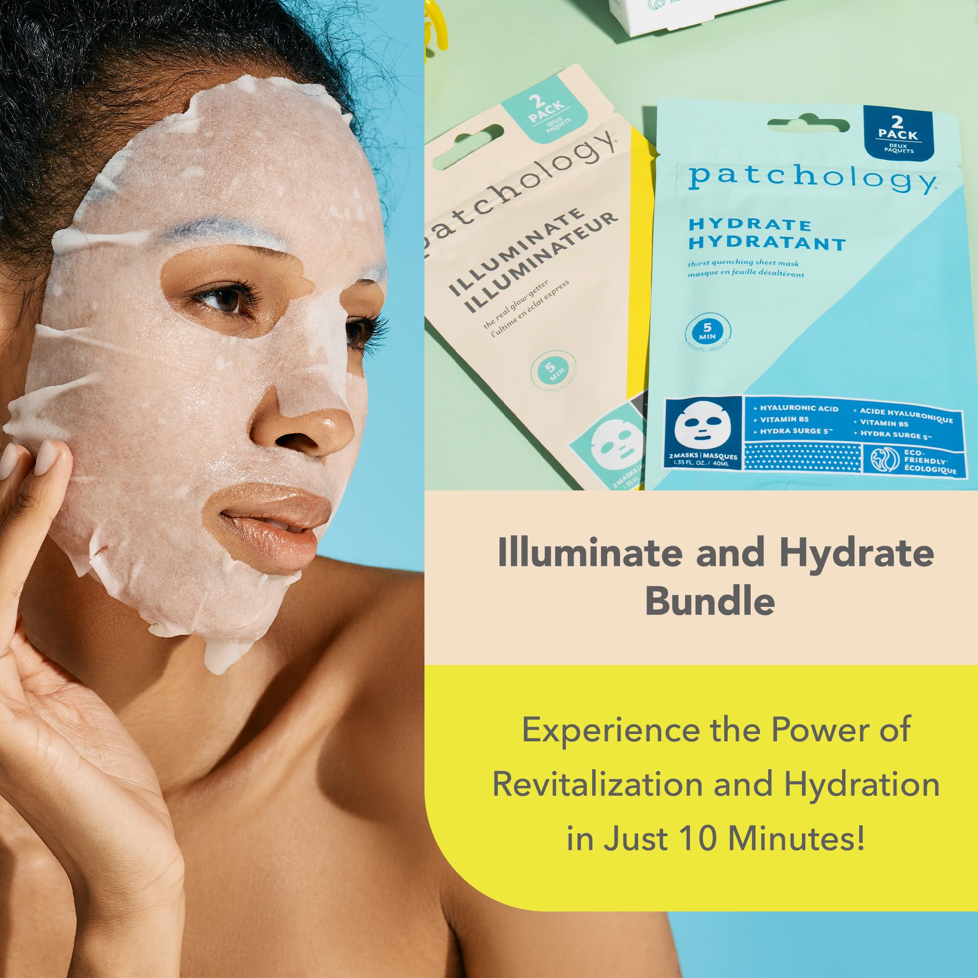 Patchology Hydrating Sheet Masks - Weekend Travel Skincare Essentials - Hyaluronic Acid Masks With Revitalizing Serum, Licorice