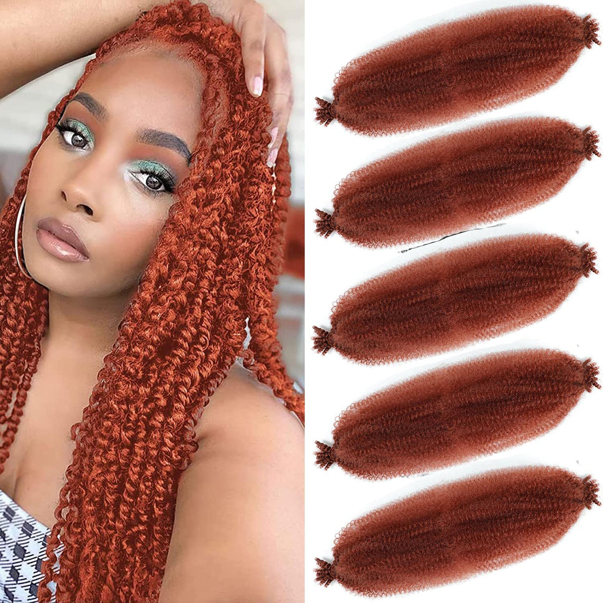 KEPBEAY Afro Twist Hair 30Inch 5Packs Springy Afro Twist Hair Crochet Braiding Hair (30 Inch (Pack of 5), 350#) 