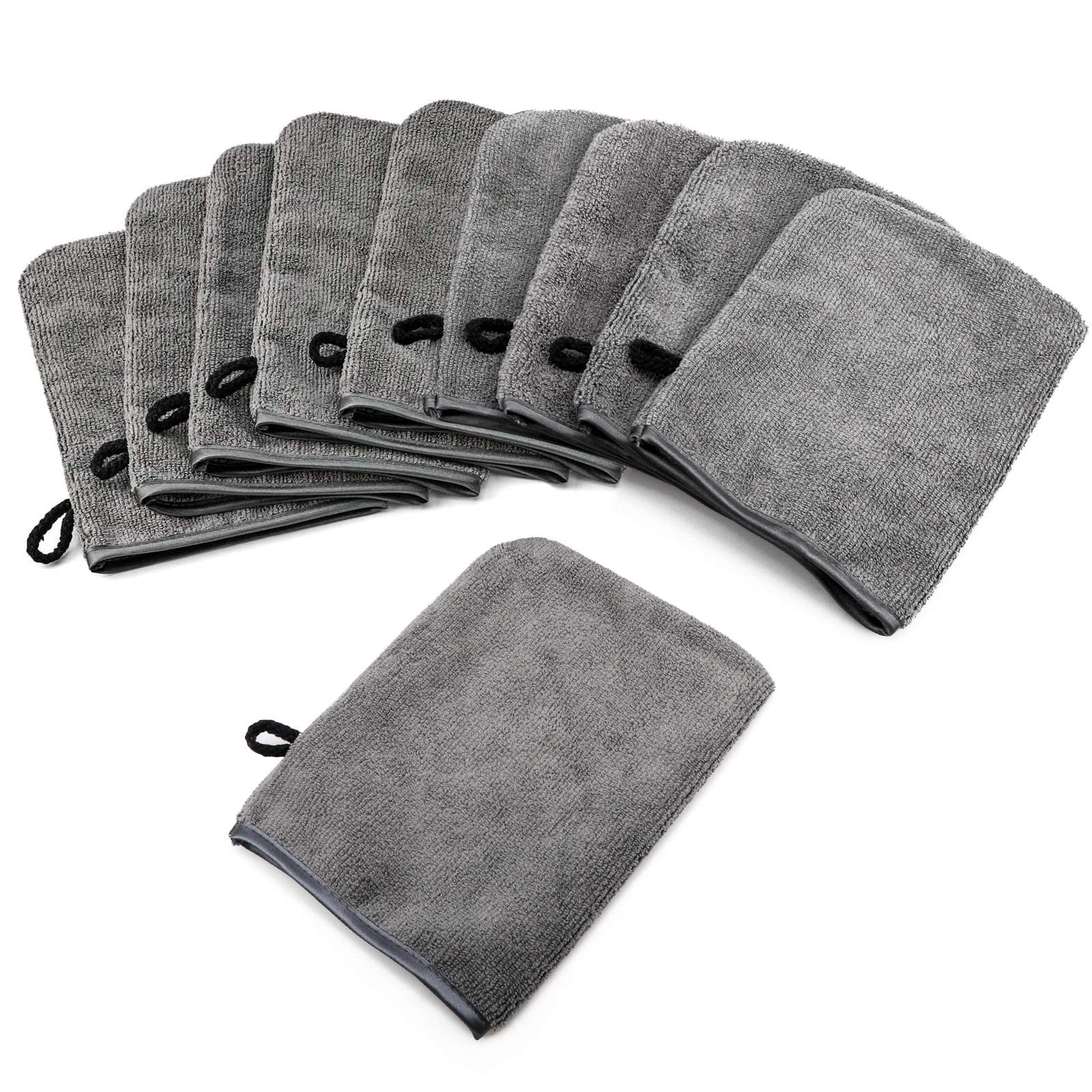 Phogary 10 Pack Microfiber Body Wash Mitts, Soft Face Mitten, Bath Spa Cloth, Reusable Makeup Remover Mitt Gloves, European Styl