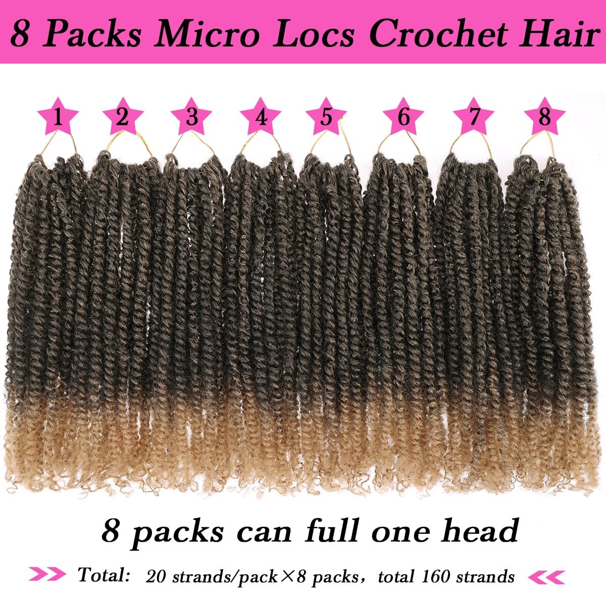 Cookoo 12 Inch Ombre Blonde Micro Twist Crochet Hair 9 Packs Pre-Twisted Mini Passion Twist Crochet Hair Pre-Looped Senegalese T
