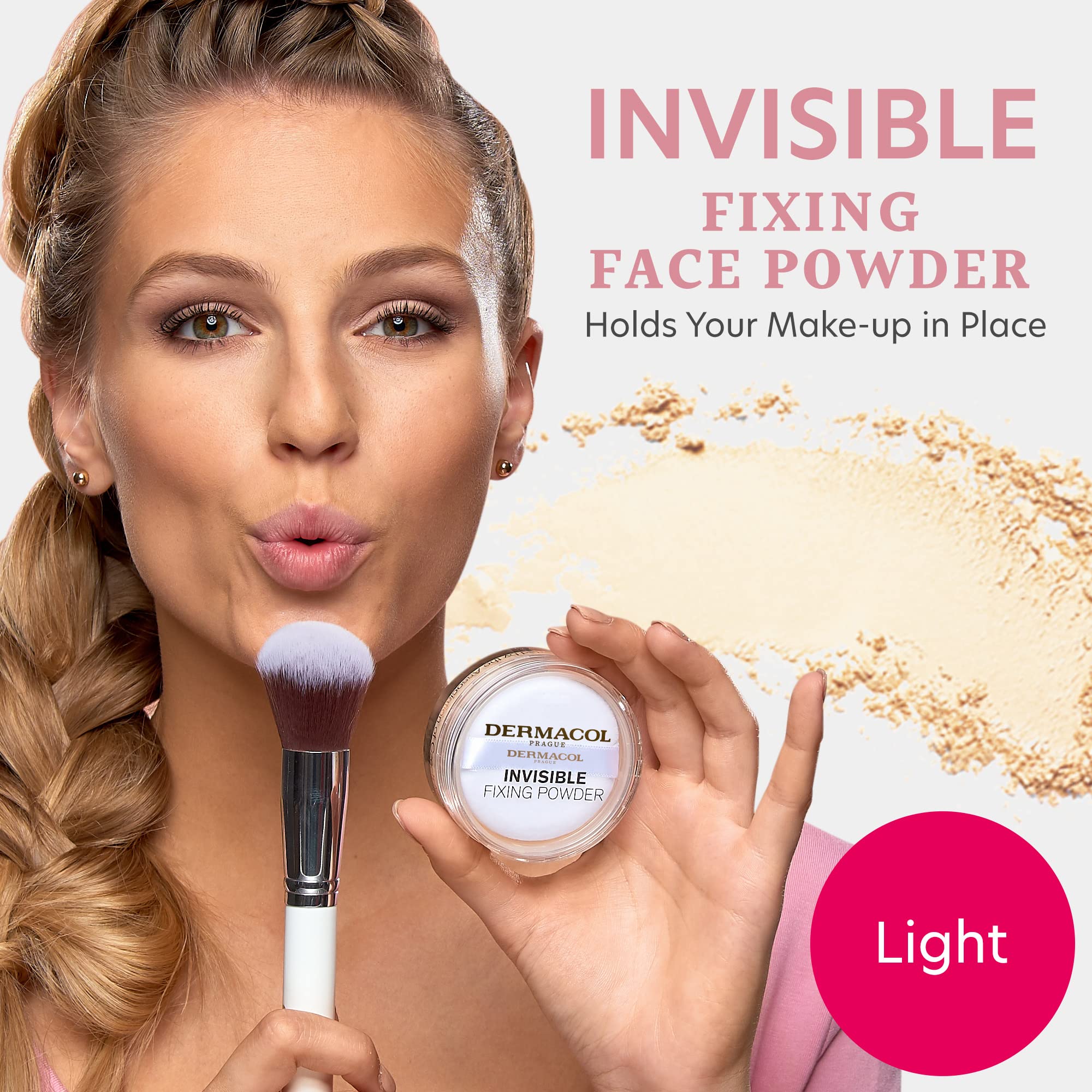 Dermacol - Invisible Fixing Face Powder, Touch-proof Translucent Setting Powder for Oily Skin & Other Skin Types, Loose Powder M