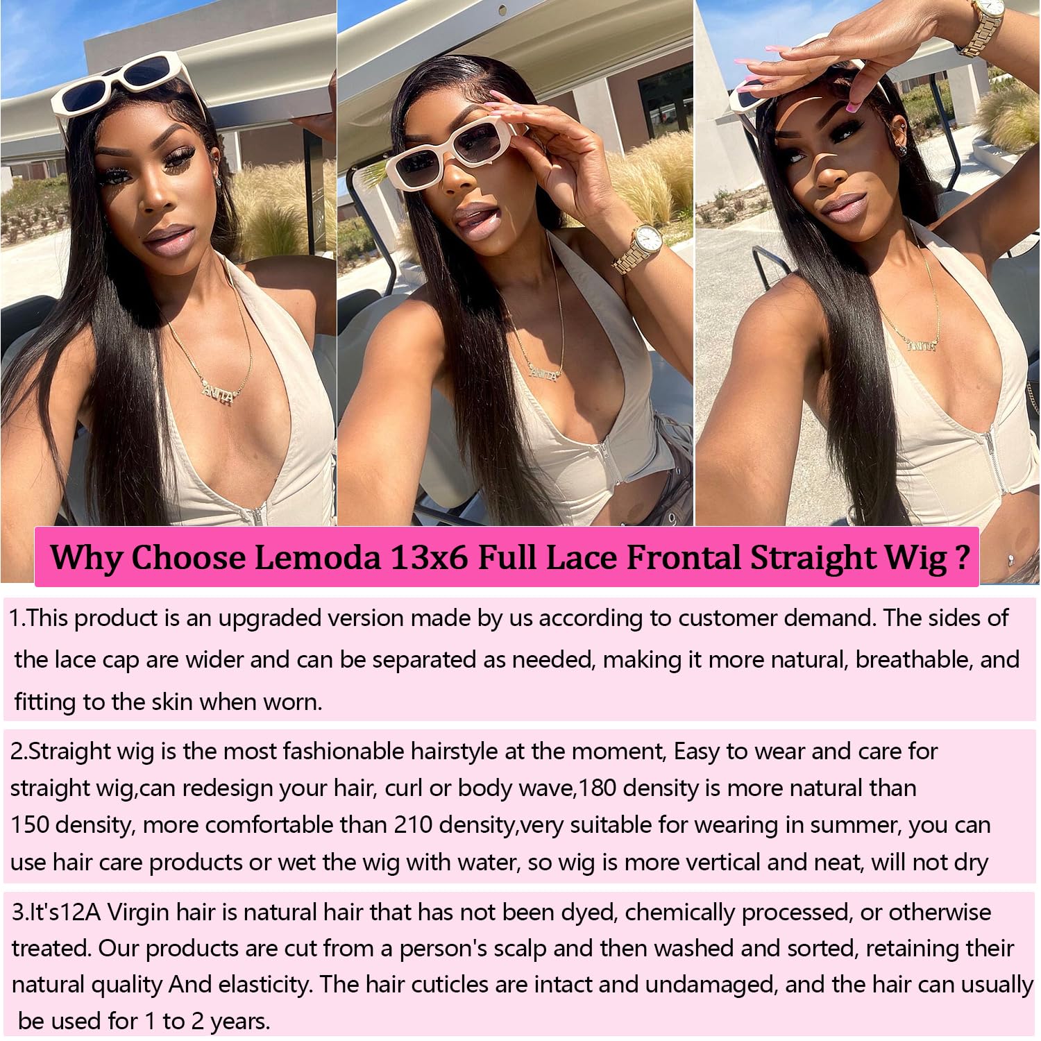 Lemoda 30Inch Straight Wig Full Lace 13X6 Frontal Wigs Human Hair Hd Lace Wigs Human Hair 180% Density Brazilian Virgin 12A Grad