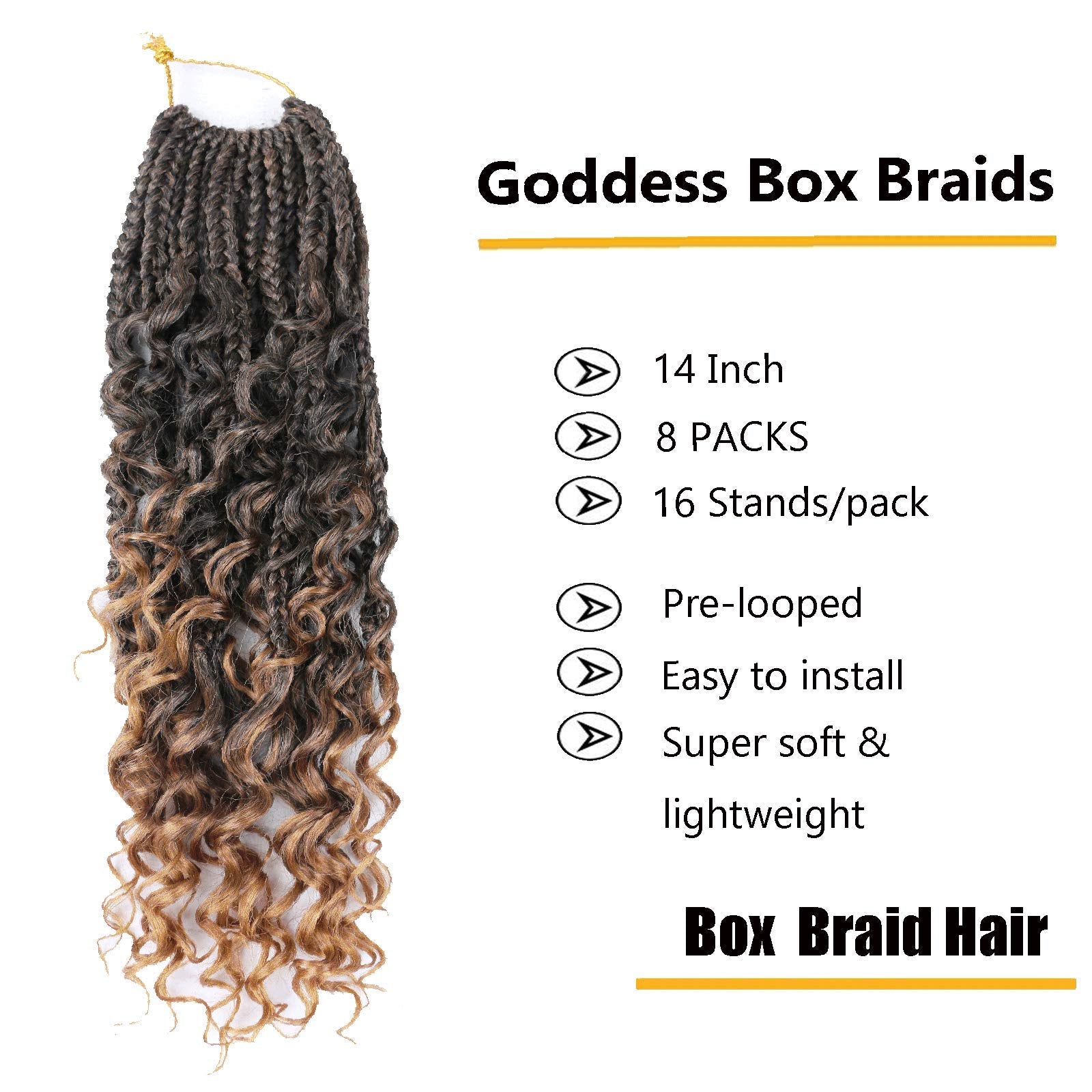 8 packs Crochet Box Braids 8pack Bohomian Box Braids Curly Ends 16 Stands/pack 3X Synthetic Goddess Box Braids Crochet Hair for