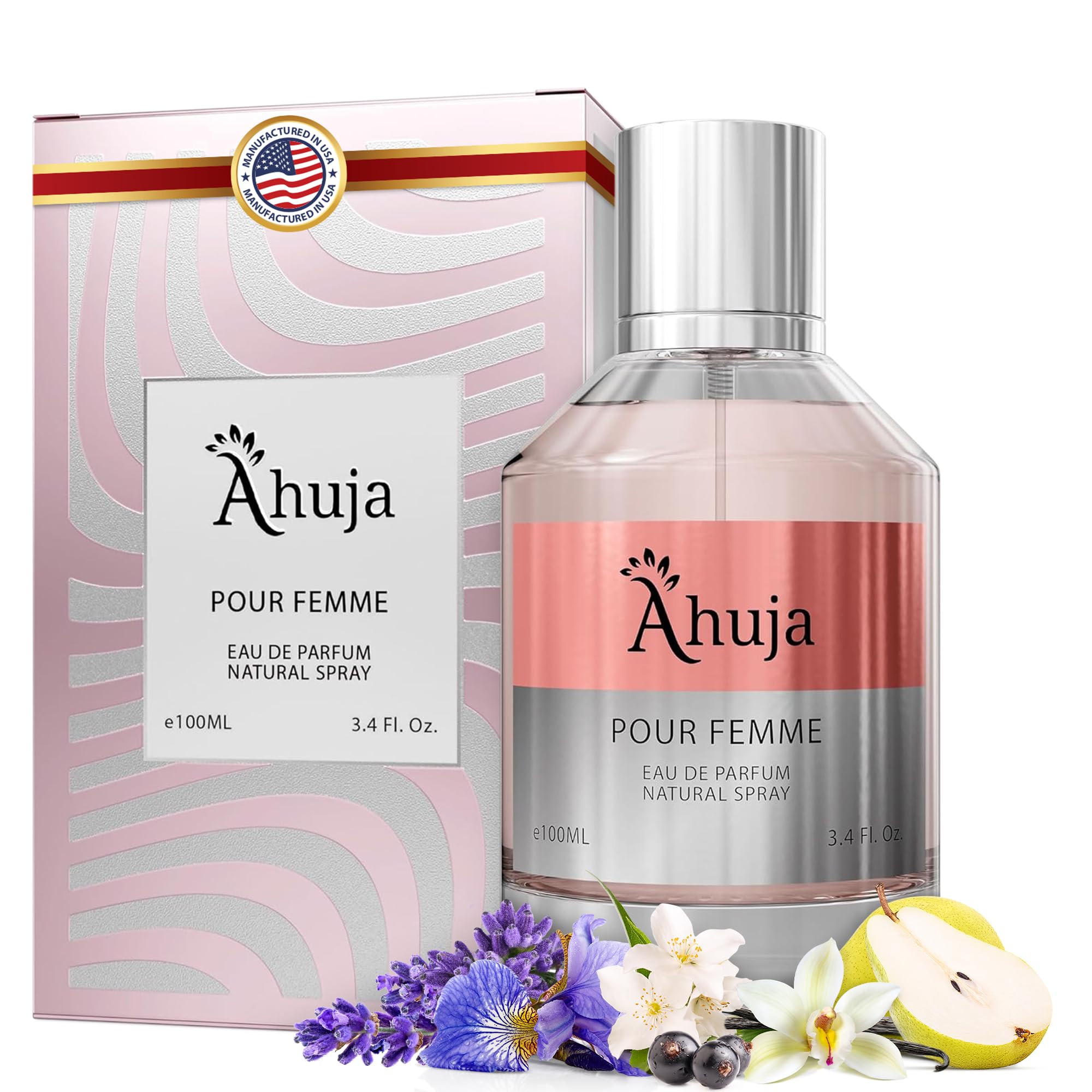 AHUJA Pour Femme Eau De Parfum 3.4oz - EDP Perfume for Women, Mom Perfume, Spray for Her Perfume, Great Gift Luxury Scent for He