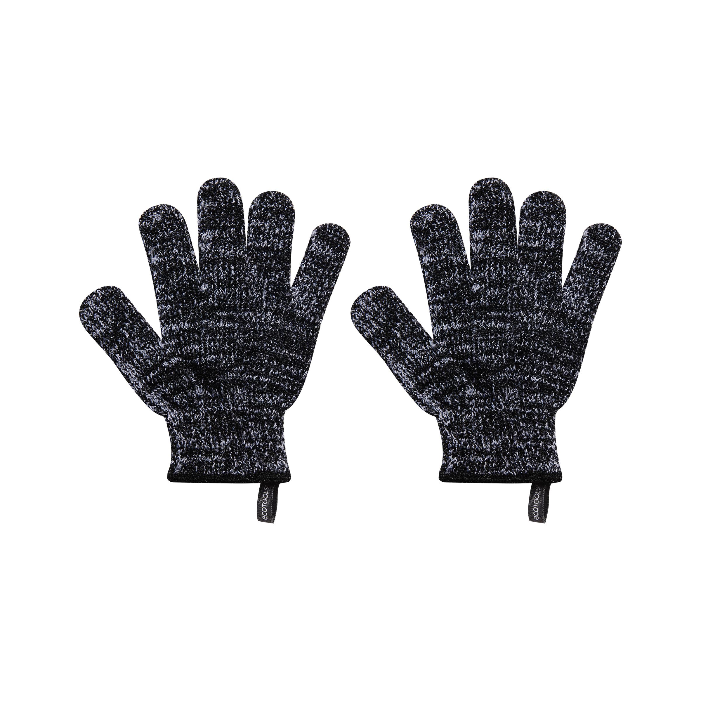 Ecotools Charcoal Bath + Shower Gloves, Exfoliating Gloves Remove Dead Skin & Cleanse Whole Body, Bath Gloves Infused With Charc