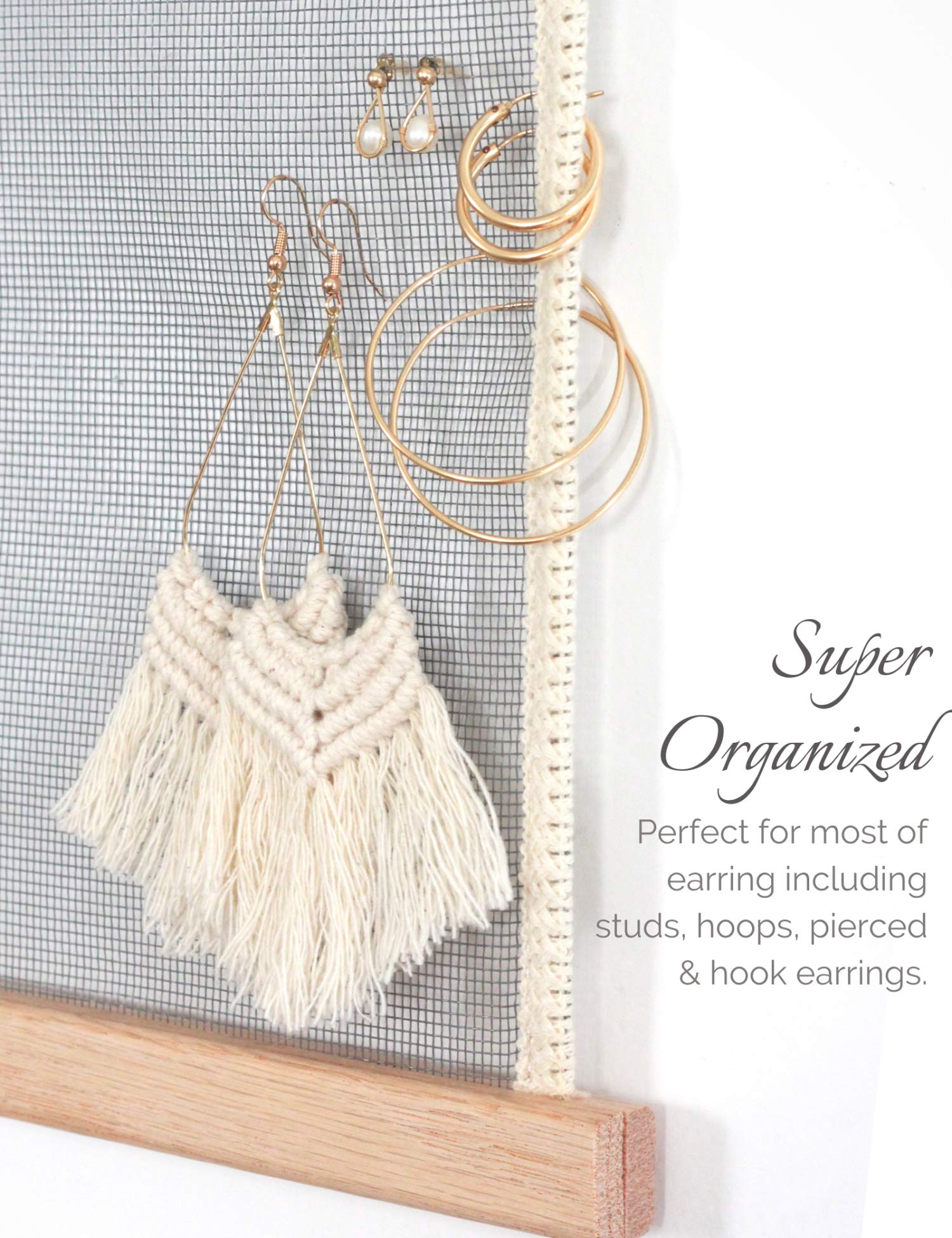 Heesch Earring Organizer Holder Display Wall Mount Hanging Jewelry Stud Earrings Necklaces Holder for Women Girls Hair Clips Han