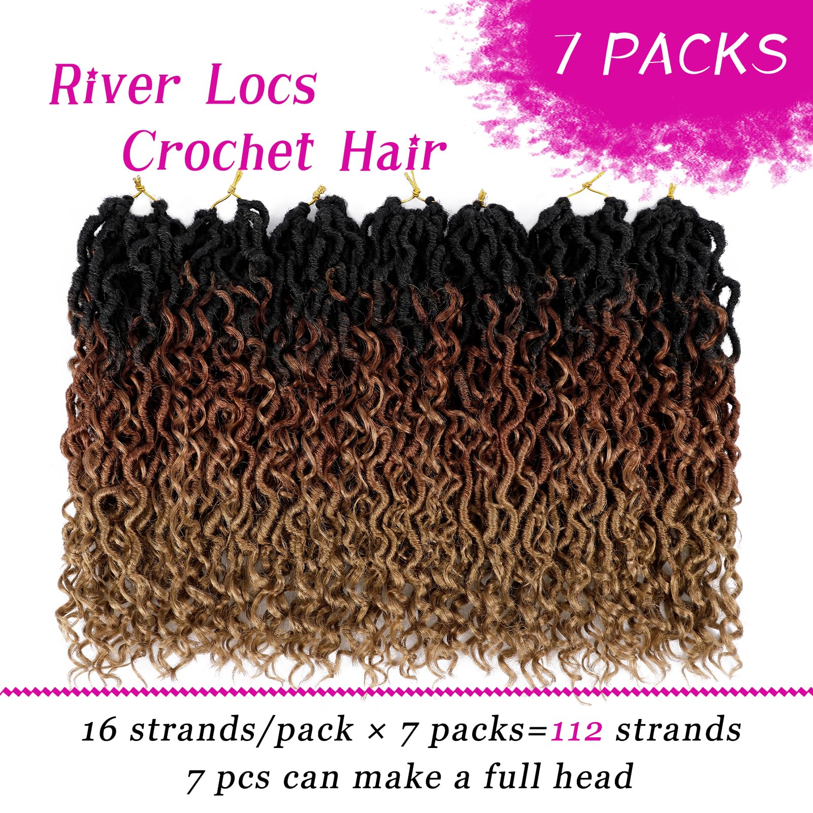 Goddess Locs Crochet Hair 14 Inch 7 Packs Ombre Brown Boho Faux Locs Crochet Hair For Black Women Pre Looped Crochet Locs With C