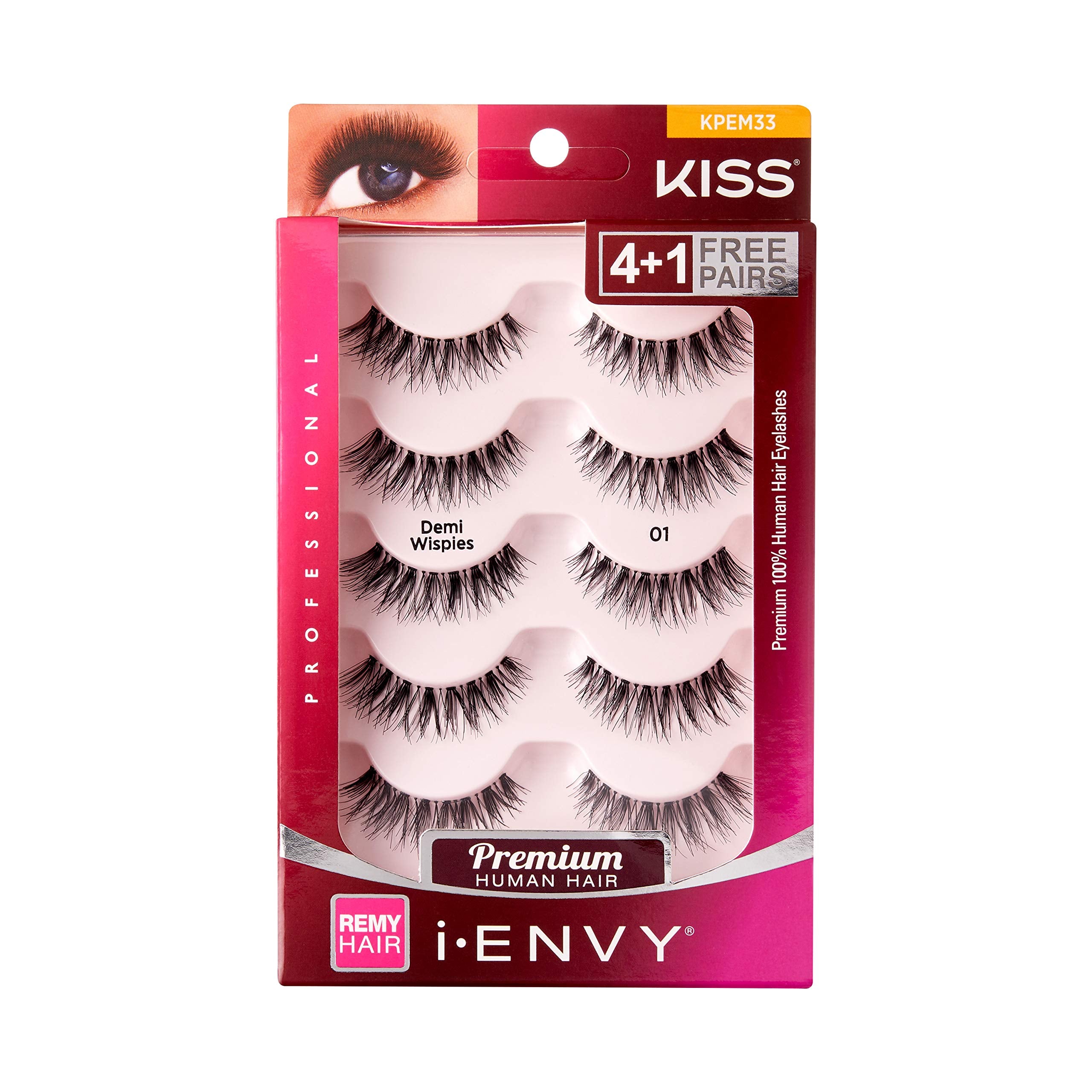I-Envy 5 Pairs Demi Wispies False Lashes Multi Pack Natural Look Premium 100% Human Hair Fluffy Eyelashes, Volume & Curl, Lightw