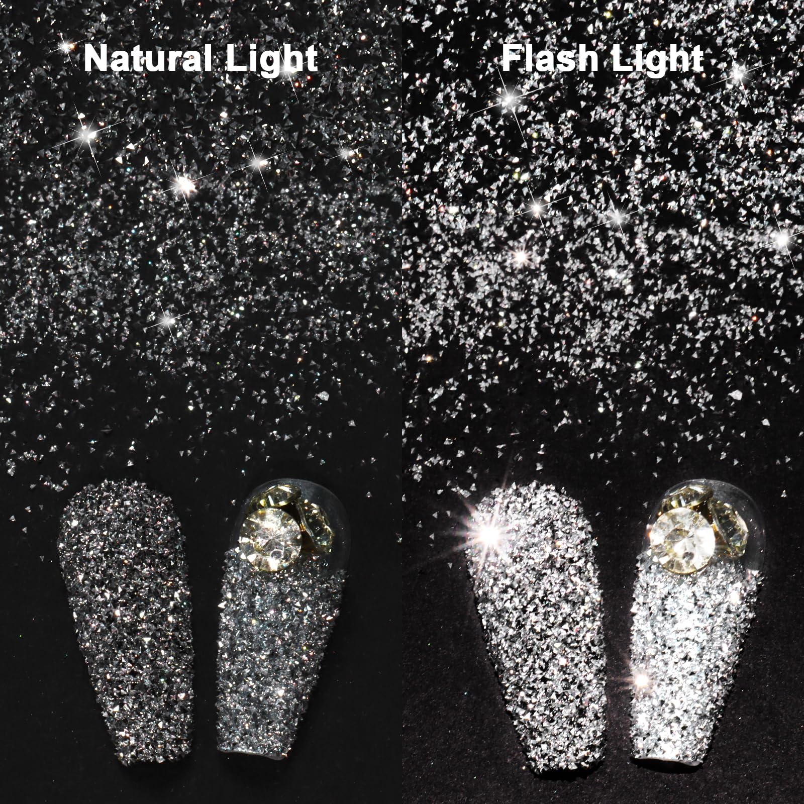 Laza 1.5G/0.05Oz Diamond Nail Glitter Reflective Glitter Rhinestones Diamond Dust Pixie Crystals For Nails Holographic Nail Powd