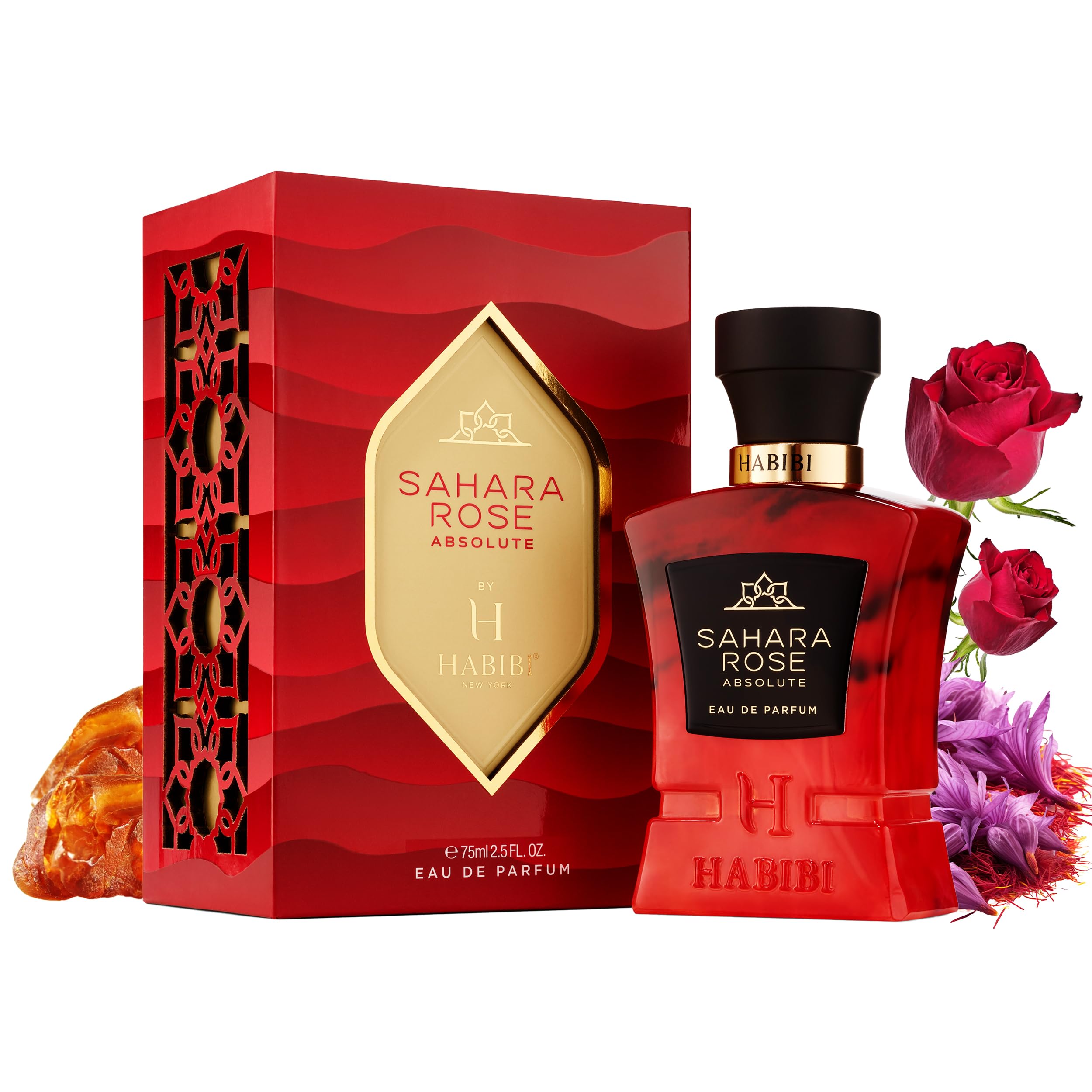 H Habibi Sahara Rose Absolute Arabian Perfume For Men & Women - Sweet, Spicy, Musky Rose Perfume - With Notes Of Sandalwood, Whi