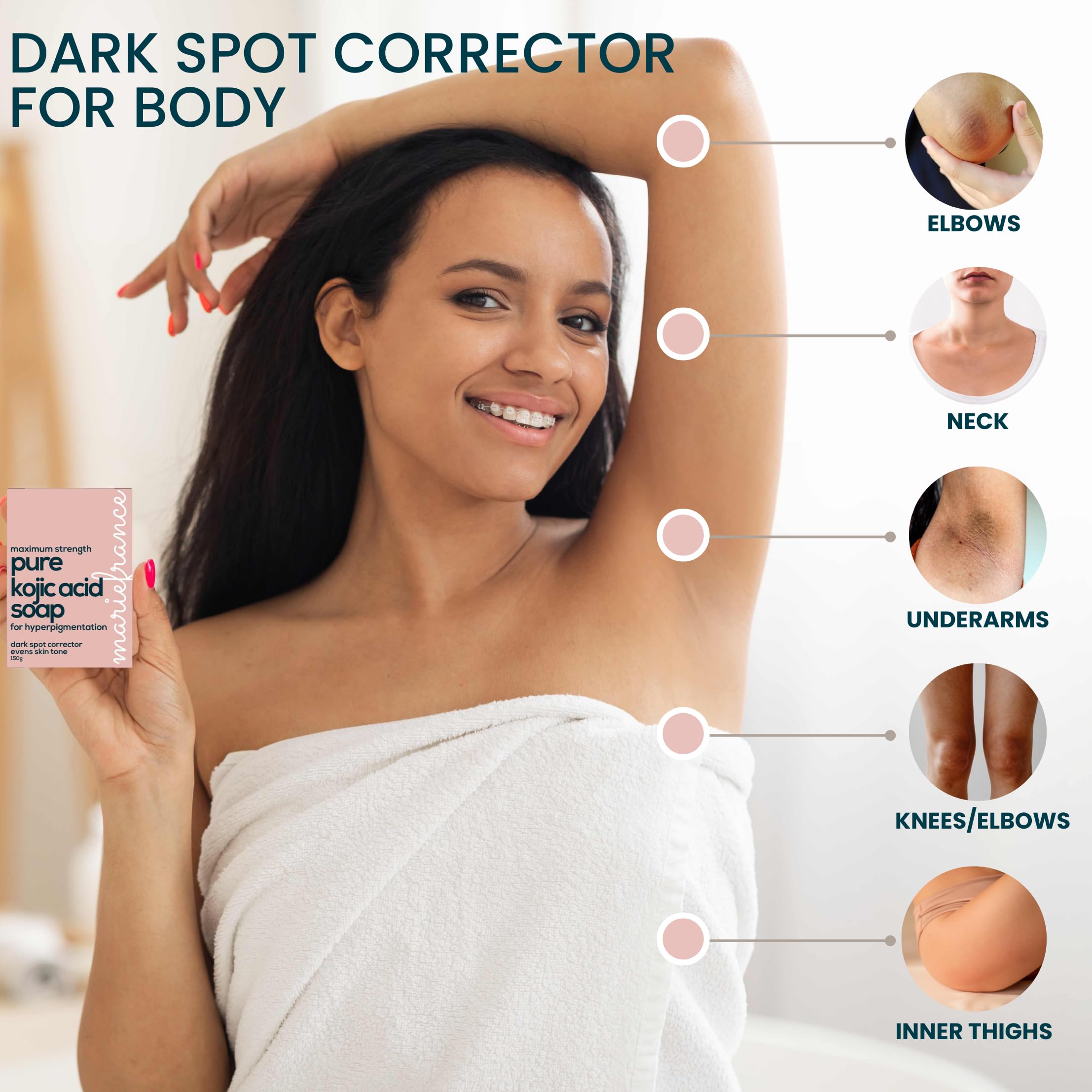 Pure Kojic Acid Soap Bar for Hyperpigmentation and Dark Spots - Dark Spot Remover for Face and Body - For Women with Medium to D