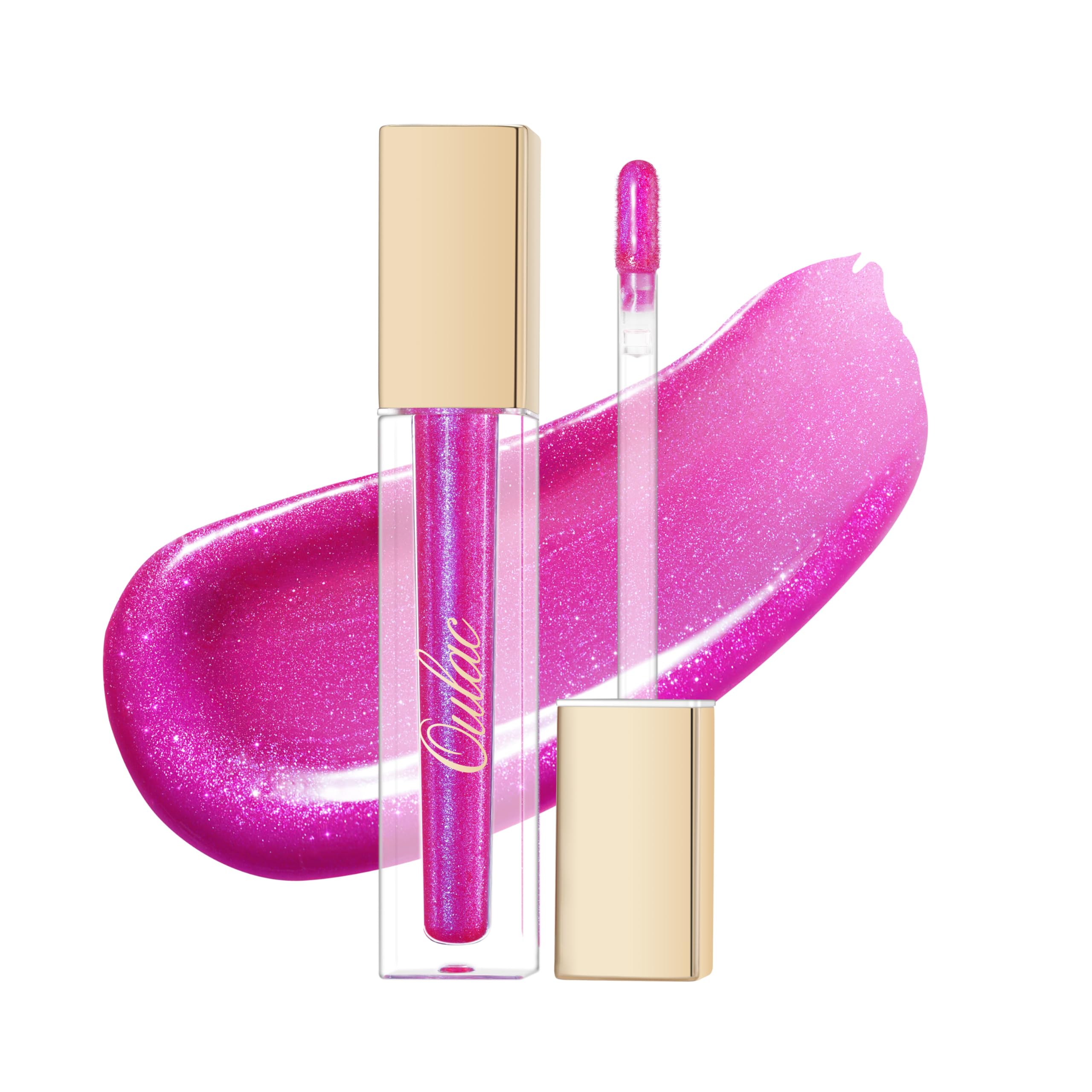 Oulac Purple Lip Gloss High-Shine Moisturizing Lip Gloss Oil Liquid Lipstick Non-Stick Cup Glitter Lipstick Lip Tint Reduce Fine