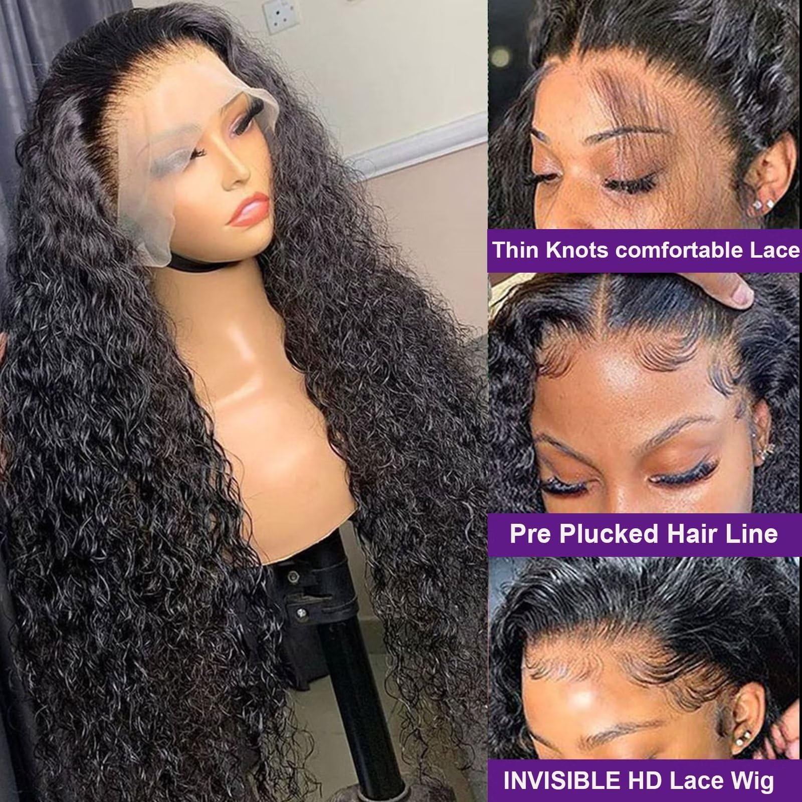 Lemoda Full 13X4 Water Wave Lace Frontal Wigs Human Hair 12A Hd Transparent Deep Wave Lace Frontal Wig Pre Plucked 12A Brazilian