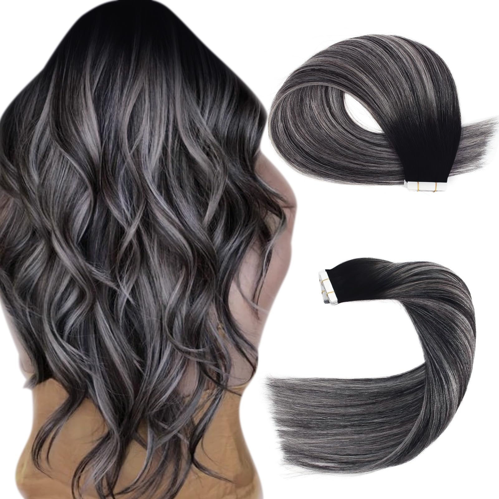 Sassina 20 Inch Human Hair Tape In Extensions Ombre Tape In Hair Extensions Human Hair Invisible Tape In Hair Extensions Human R