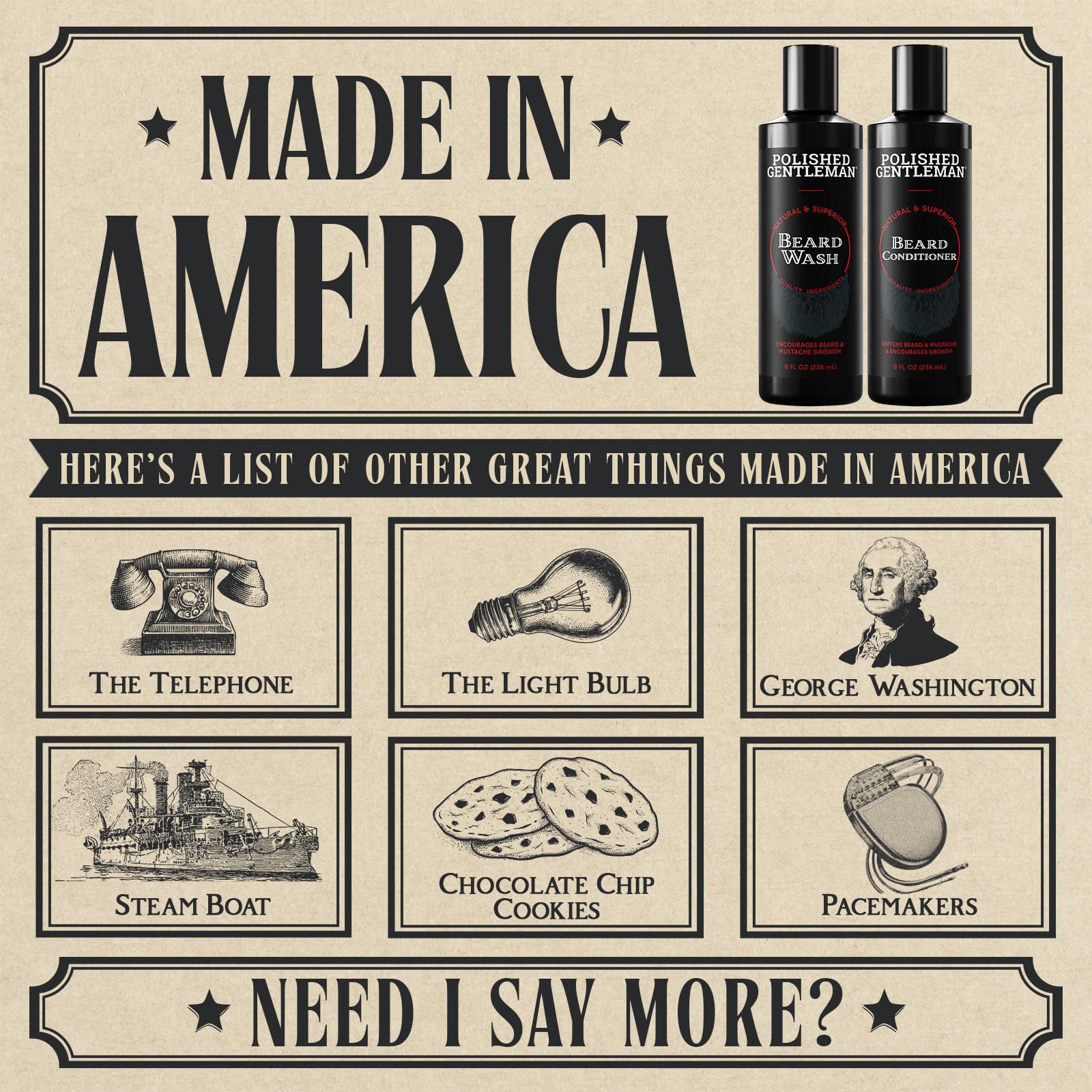 Polished Gentleman Beard Wash And Conditioner Set - Softens And Strengthens - Beard Shampoo With Growth Oil - Moisturizer & Bear