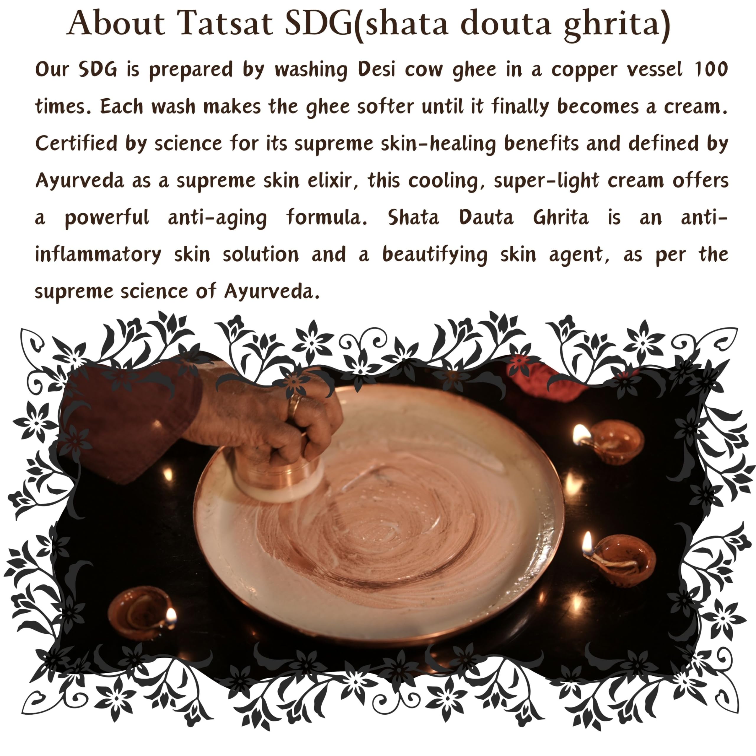 TATSAT - WELLNESS THROUGH AYURVEDA Shata Dhauta Ghrita 100 Times Washed Ghee Anti Aging Nourishing Cream Removes Stretch Marks -