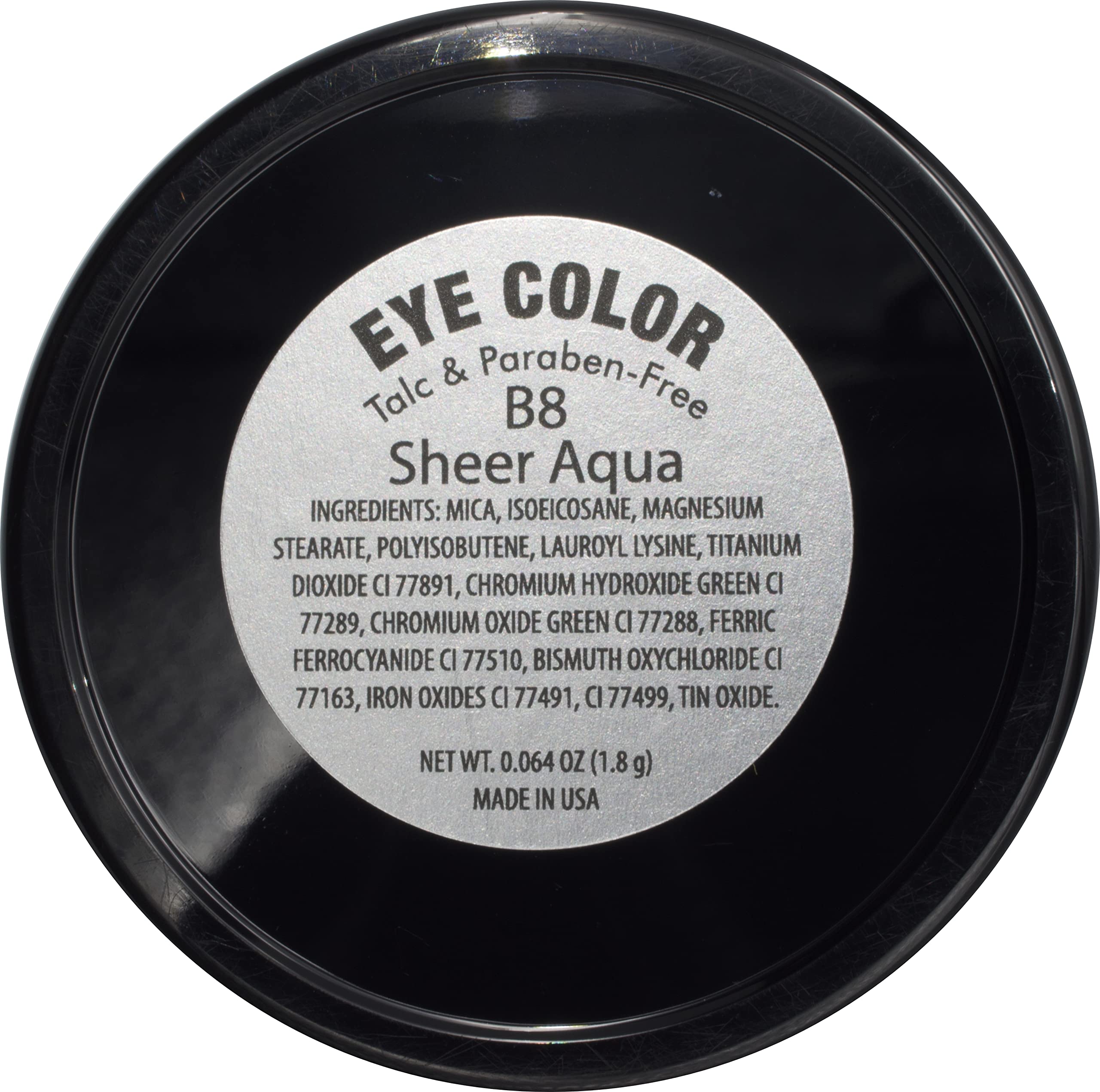 Pure Ziva Sheer Aqua Shimmering Teal Blue Green Pressed Powder Single Vegan Eyeshadow; Talc, Paraben & Cruelty Free