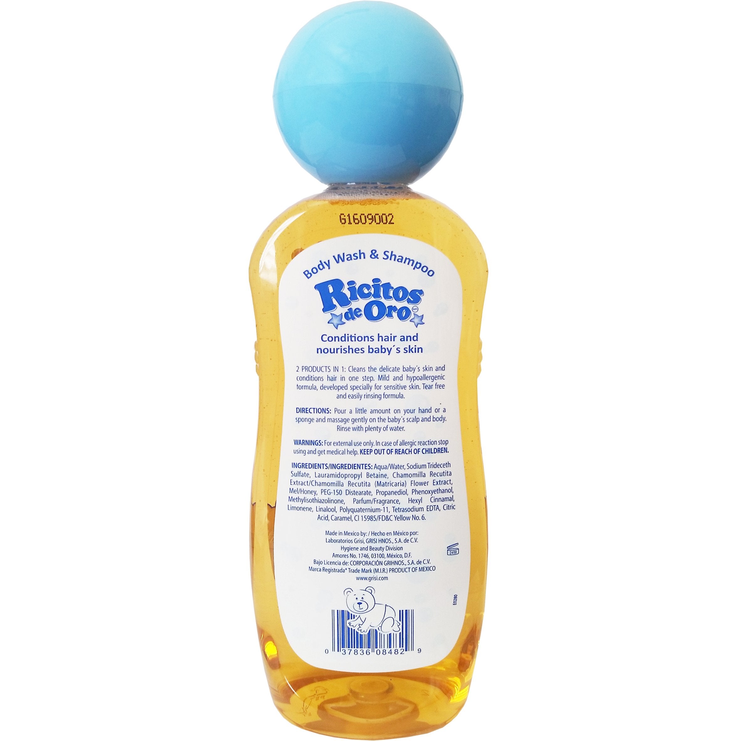 Ricitos de Oro 2-in-1 Baby Hair & Body Wash, Hypoallergenic Tear Free Body Wash and Shampoo with Chamomile and Honey; 13.5 Fl Oz
