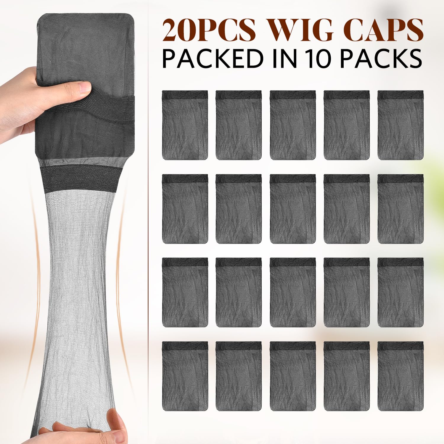 Morgles Black Wig Cap, 20Pcs Hd Wig Caps For Lace Front Wig, Stretchy Nylon Wig Caps For Women Men