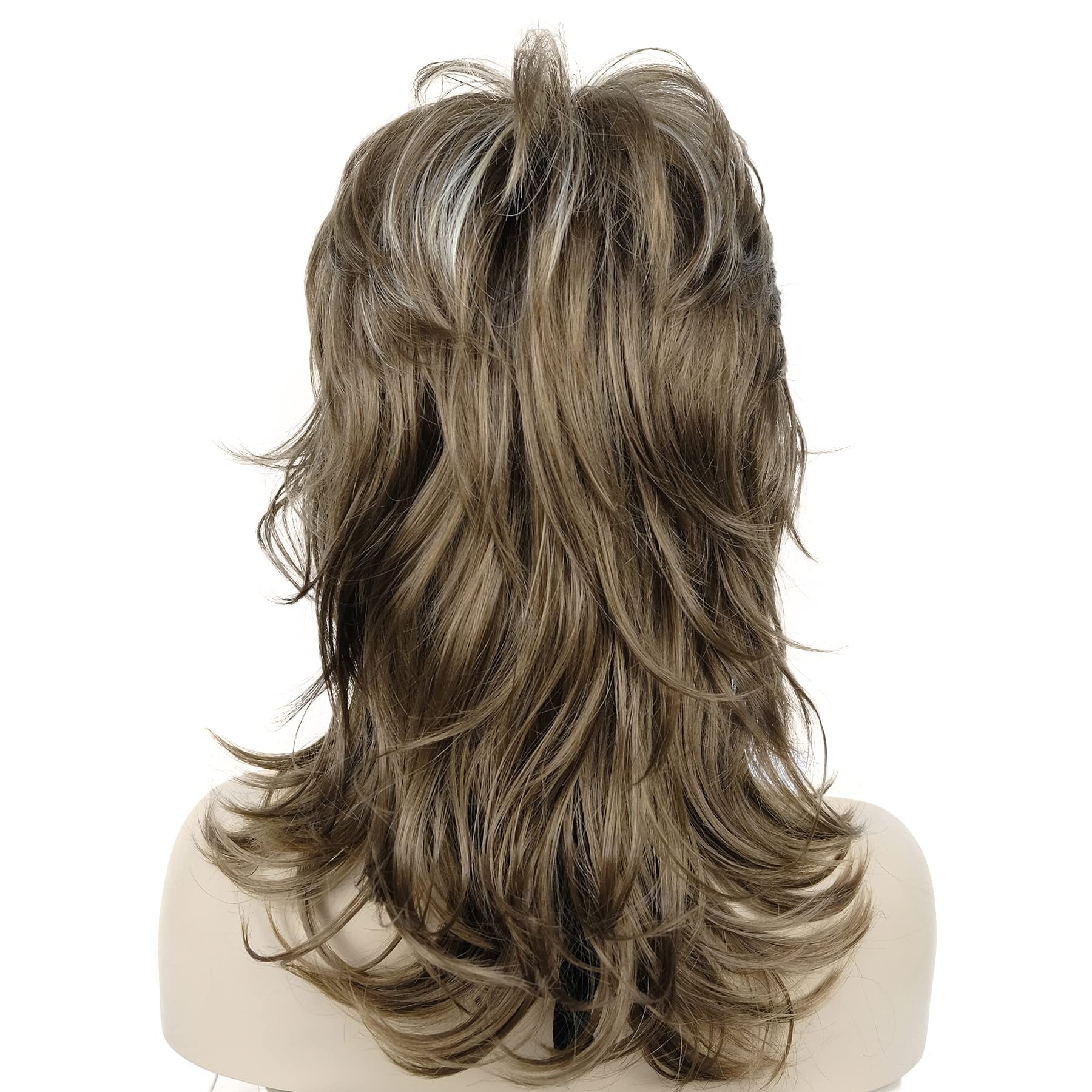 Lydell Long Soft Shaggy Layered Classic Cap Full Synthetic Wigs (12TT26 Brown Highlighted)