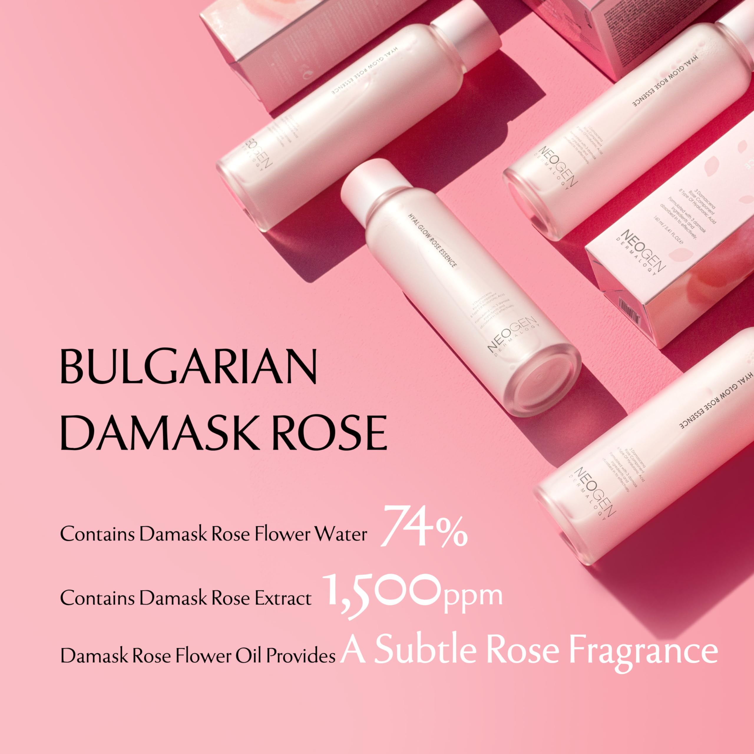 Dermalogy By Neogen Hyal Glow Rose Essence - Hydrating Essence With 74% Of Damask Rose Water Damask Rose Flower Oil & Damask Ros