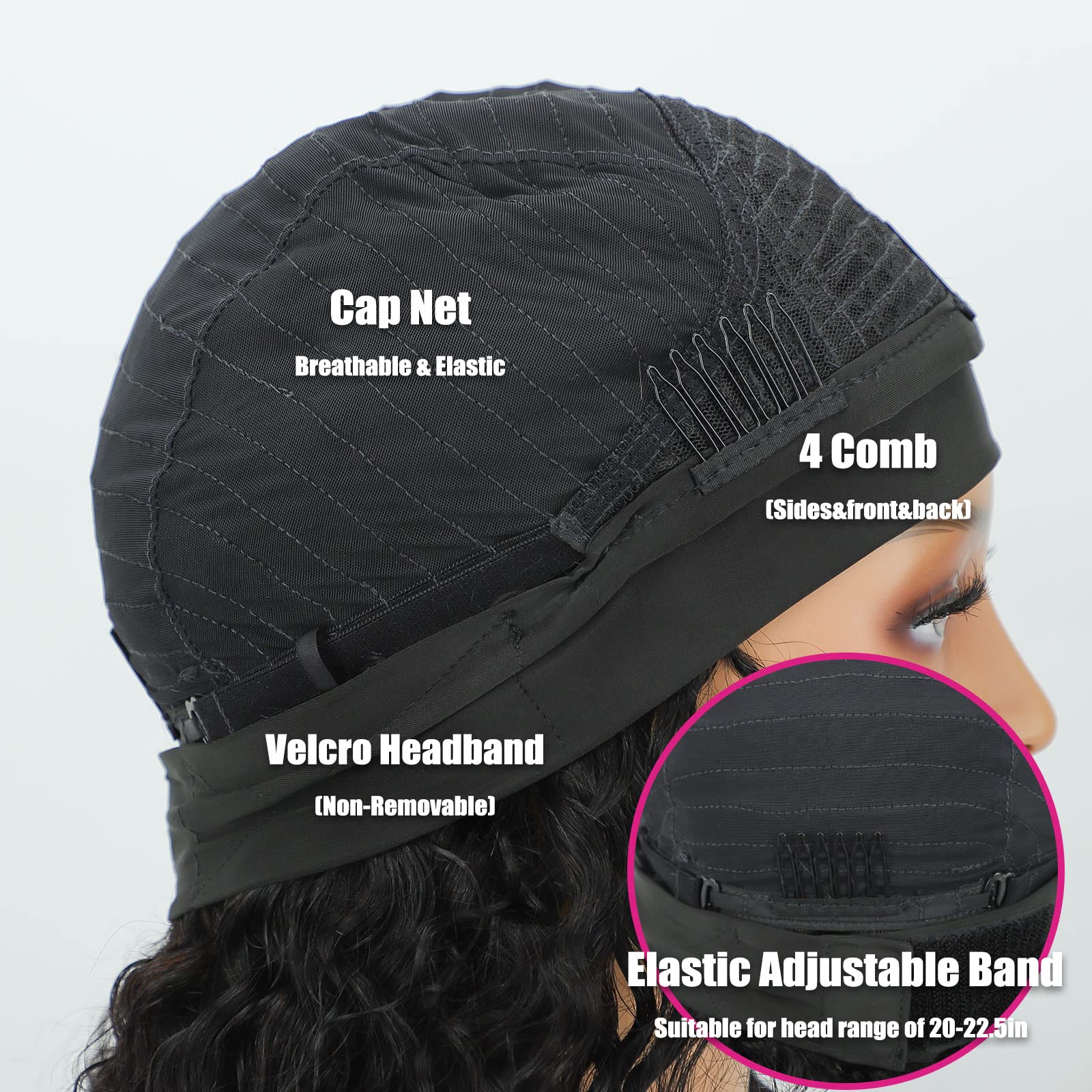 Aisi Queens Headband Wig Human Hair For Black Women Curly Wigs Glueless Human Hair Short Curly Headband Wigs (18 Inch, Curly Hea