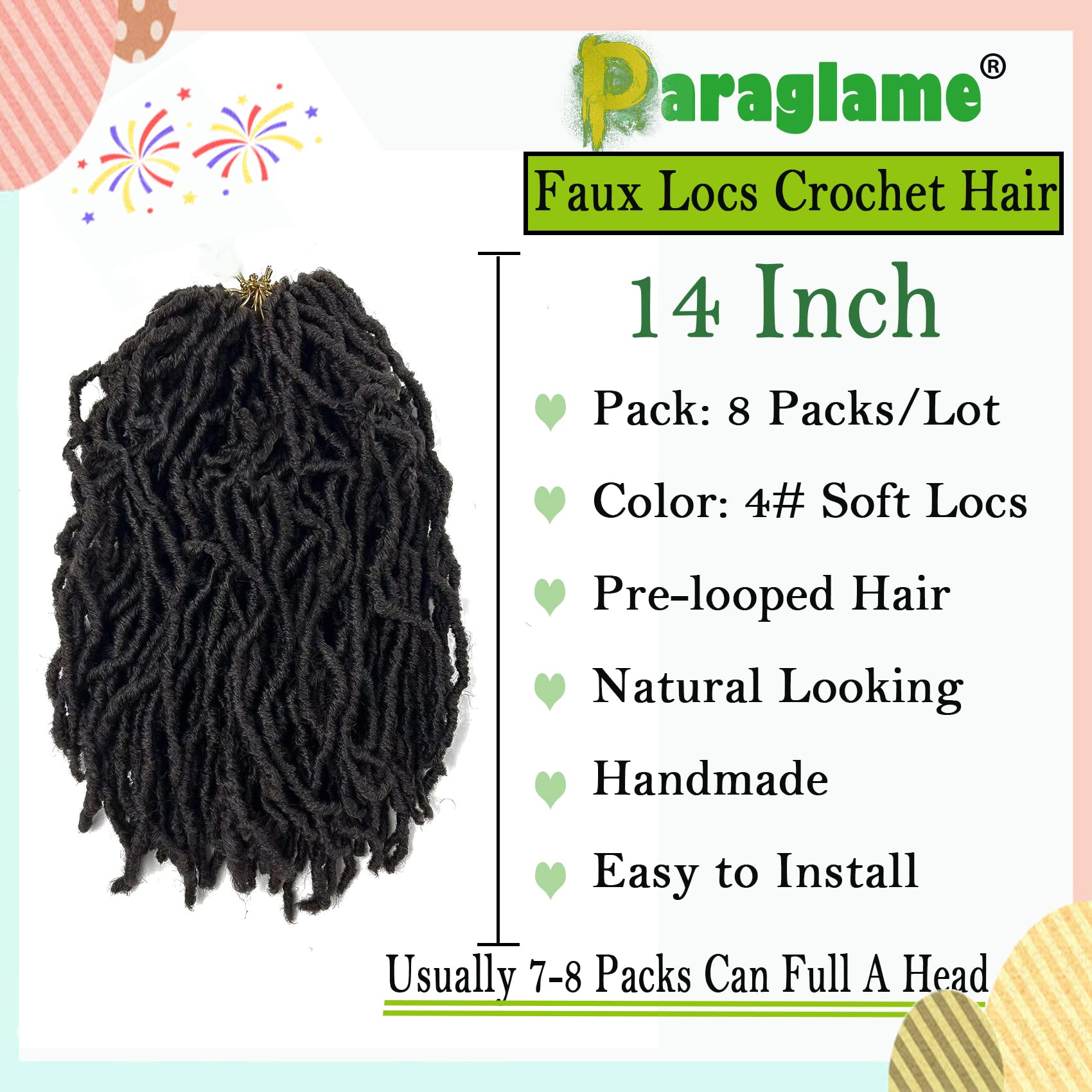 Short Soft Locs Crochet Hair 14 Inch 8 Packs New Faux Locs Wavy Dreadlocks Crochet Braids, Soft Goddess Braids Crochet Hair Curl