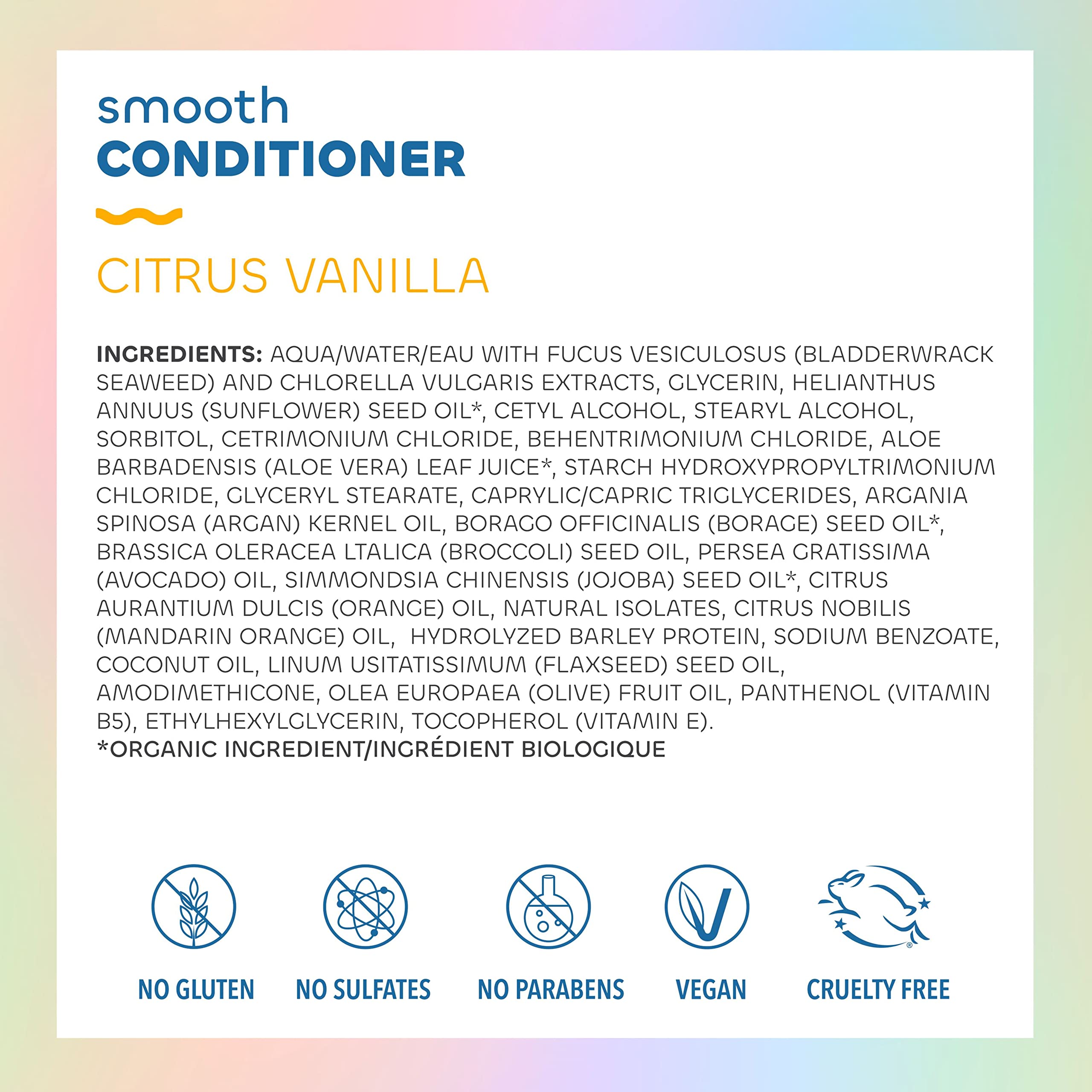 Seaweed Bath Co. Smooth Conditioner, Citrus Vanilla Scent, 12 Ounce, Sustainably Harvested Seaweed, Borage And Broccoli Seed Oil