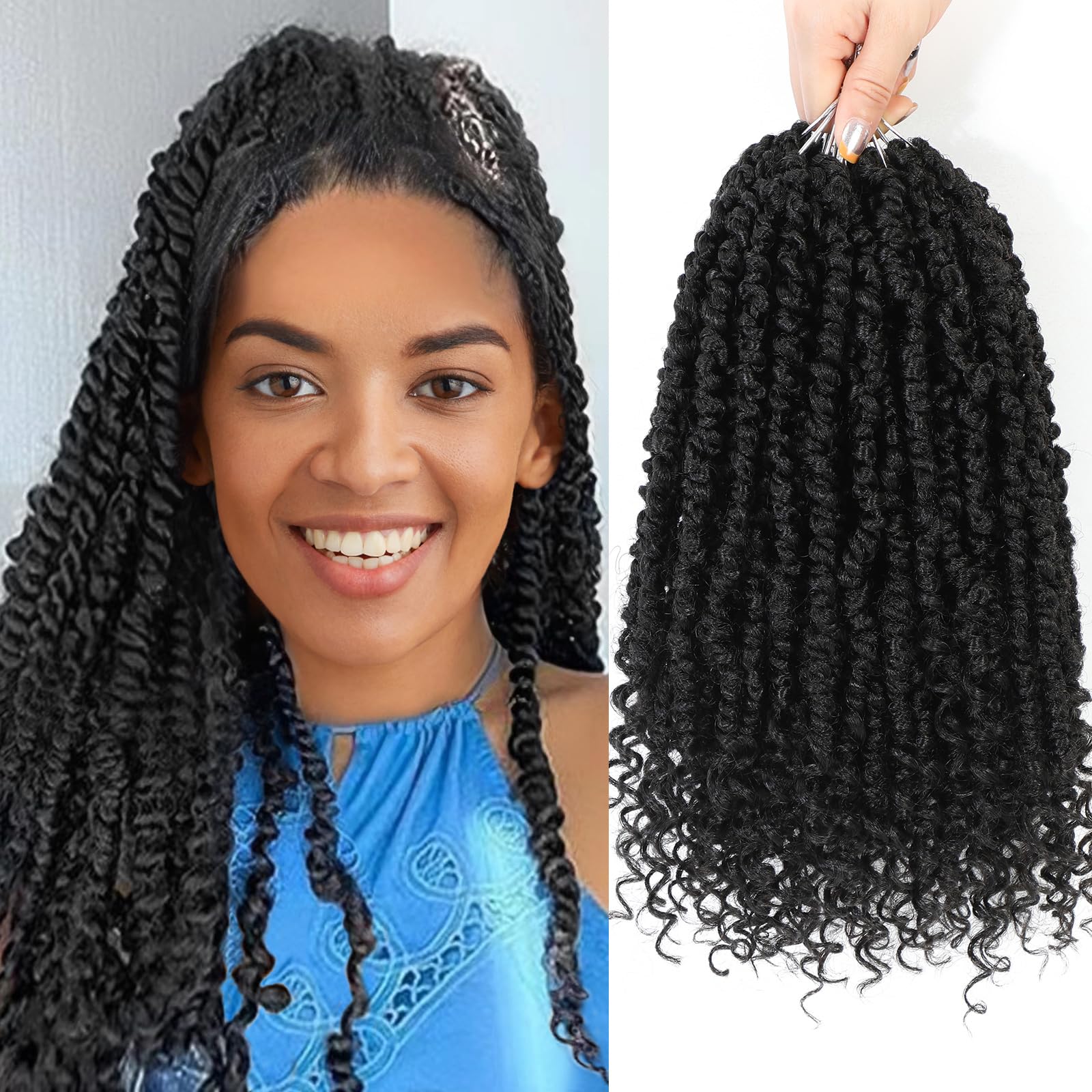 Passion Twist Crochet Hair, Passion Twist Crochet Hair Pre-Twisted 18 inch 8 Packs, Soft Pre Looped Curly Crochet Braid Hair Ext