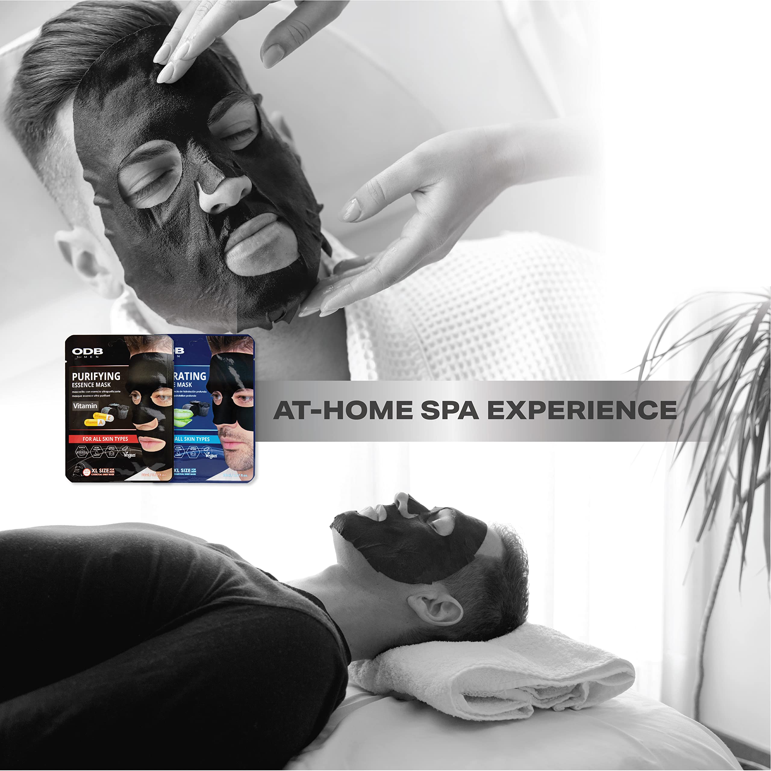 Original Derma Beauty Odb For Men Charcoal Essence Sheet Mask 12 Pk Hydrating Aloe Mens Skin Care Sheet Masks For Face Mens Skin