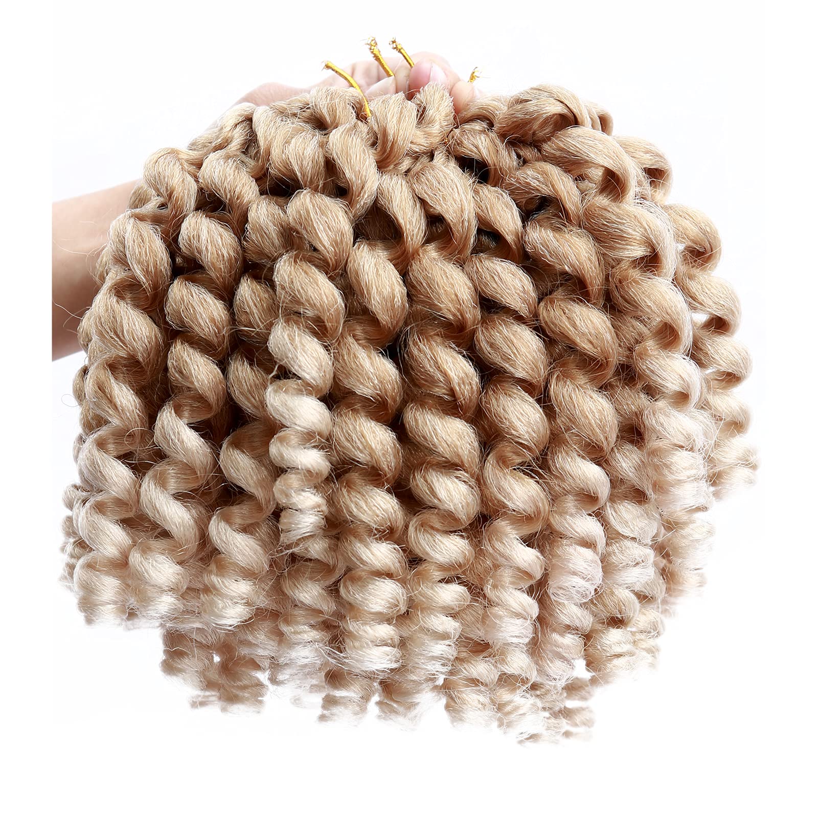 3 Packs 2X Ringlet Wand curl Jamaican Bounce 8 inch Short Synthetic crochet Hair Extensions Blonde Ombre crochet Braiding Hair 2