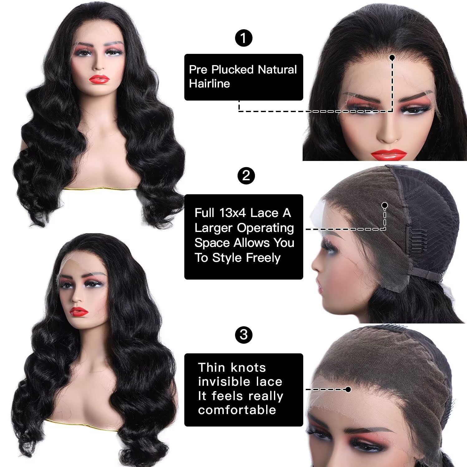 Lemoda Full 13X4 Body Wave Lace Frontal Virgin Human Hair Wigs 12A Hd Transparent Lace Frontal Wig Unprocessed Human Hair Wigs P
