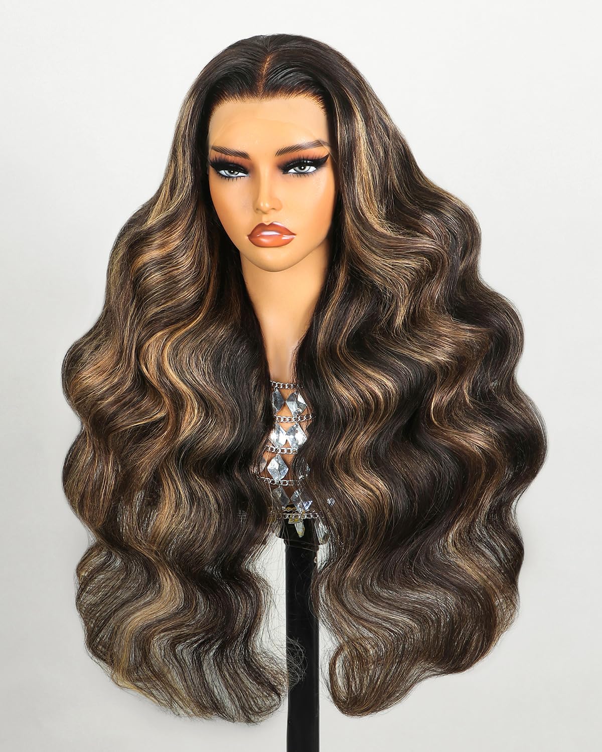 MEGALOOK Highlight Lace Front Wig Human Hair 200% Density Balayage Wig Human Hair 13x4 Ombre Lace Front Wig Human Hair Pre Pluck