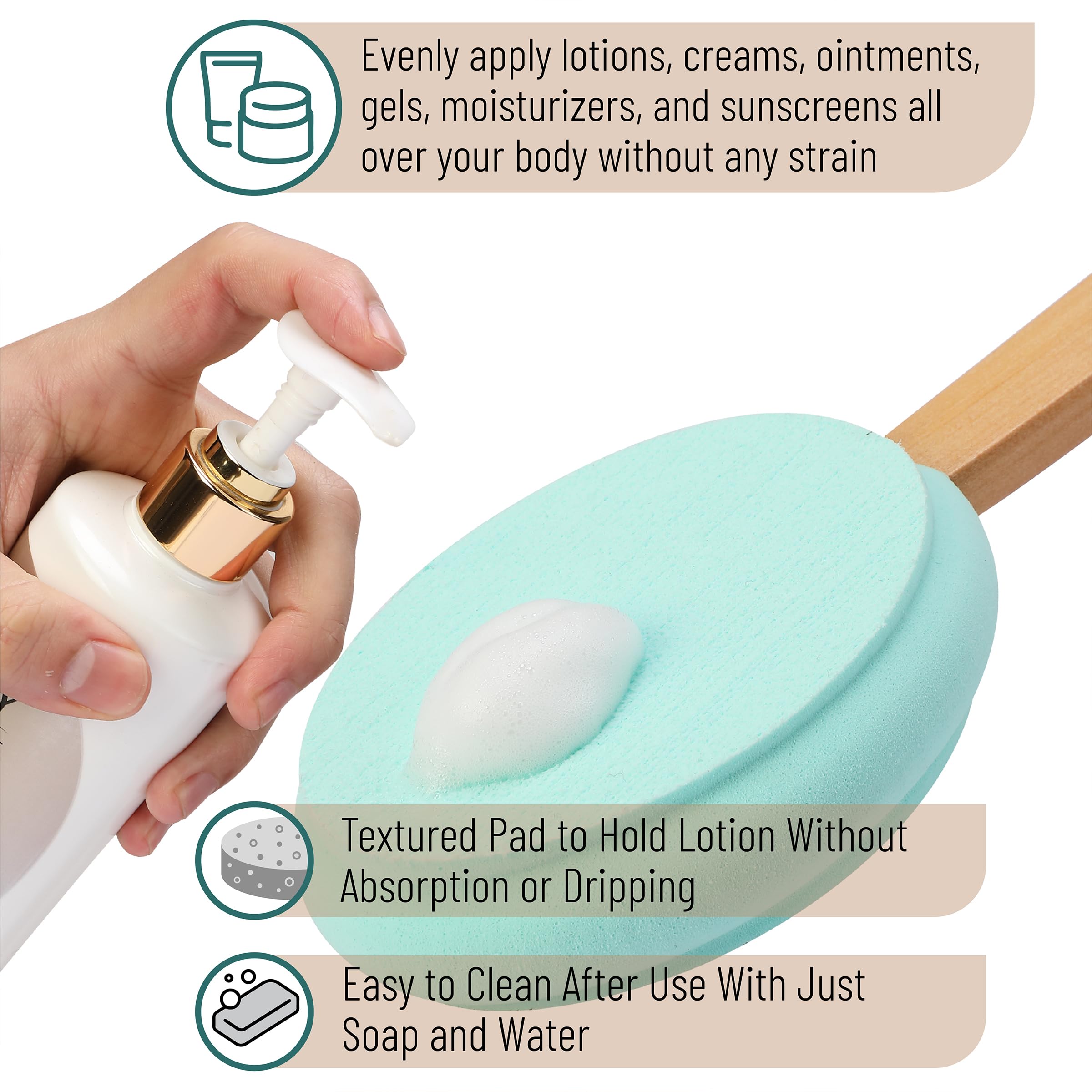 Slick- Lotion Applicator, 17 inch, Applicators for Your Back, Back Applicator Lotion, Certified Organic, Easy Reach Washable, Ap