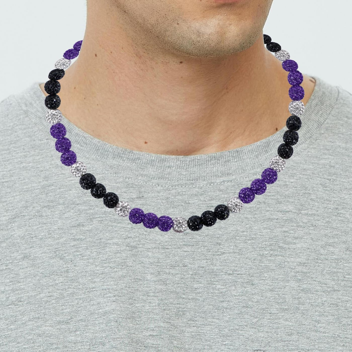 SUPBOMM Baseball Ice Necklace, Bling Beaded Necklaces, Drip Chain, League Team Colors Gifts for Men, Rockies
