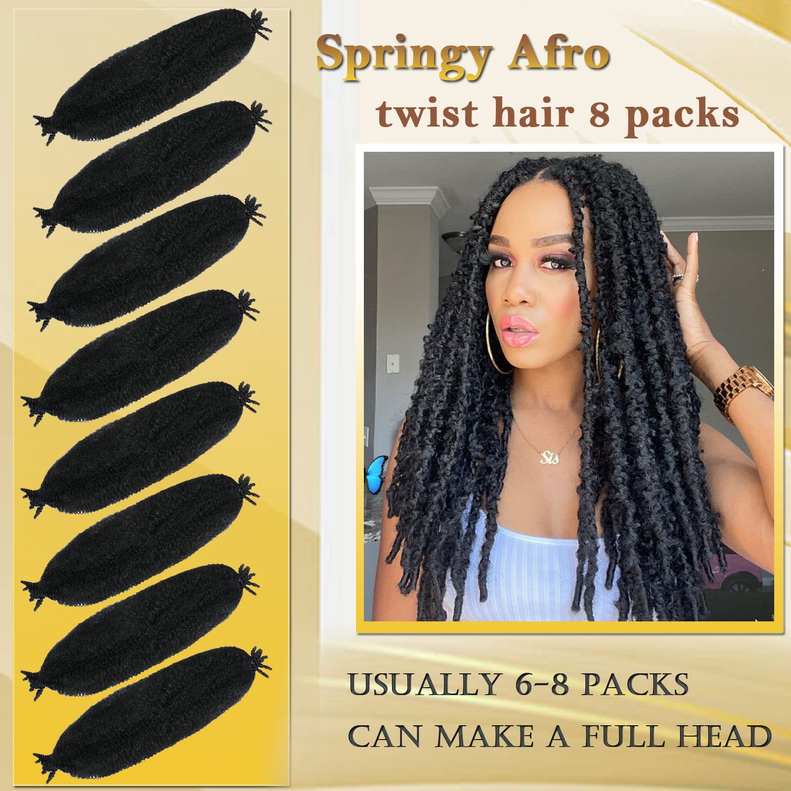 8 Packs Marley Twist Braiding Hair Pre-Stretched Springy Afro Twist Hair 18 Inch For Soft Locs Crochet Hair Synthetic Protective