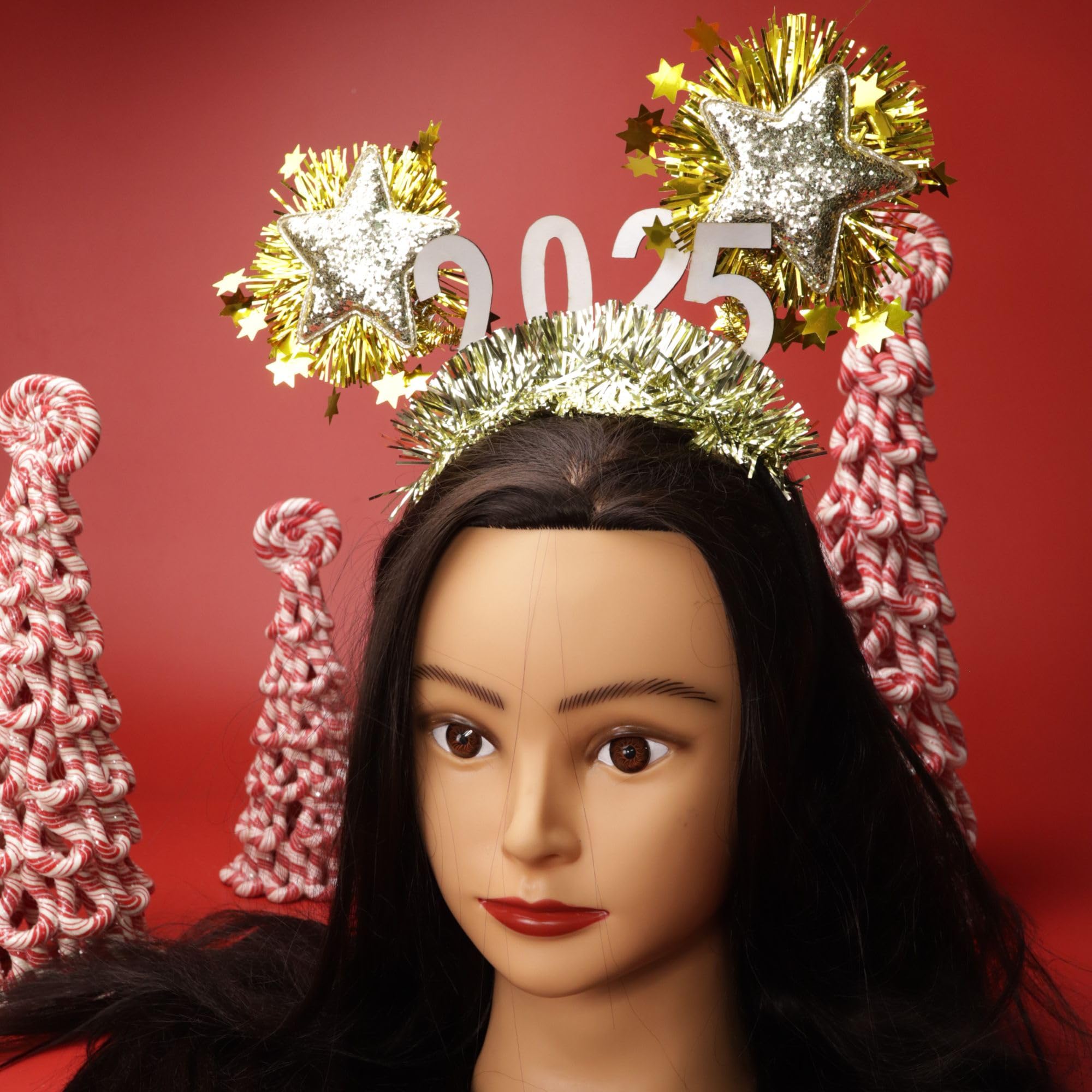Needzo Class of 2025 Graduation Headband, Glitter Sparkles Stars and Tinsel, Grad Party Hair Accessory, One Size Fits Most