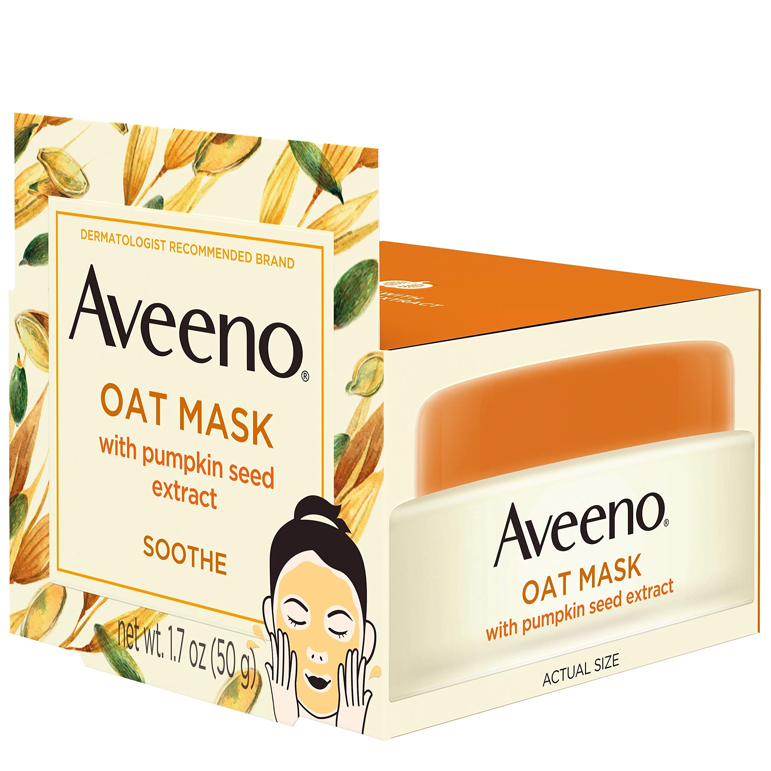 Aveeno Oat Face Mask With Soothing Pumpkin Seed Extract And Feverfew Extract, To Rebalance And Hydrate Skin, Paraben Free, Phtha
