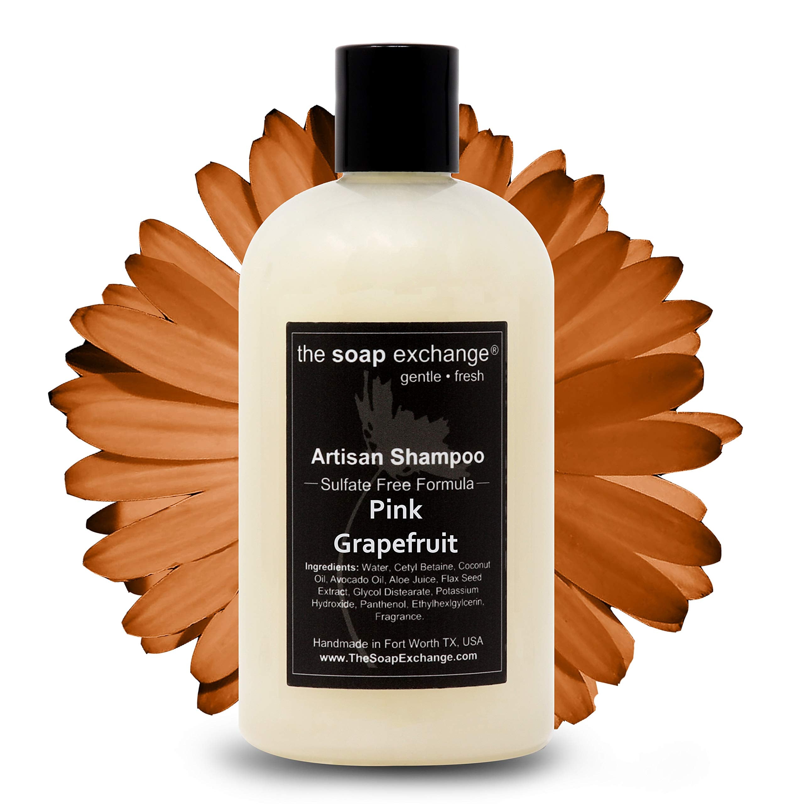The Soap Exchange Hair Shampoo - Pink Grapefruit Scent - Hand Crafted 12 fl oz / 354 ml Natural Artisan Hair Care, Gentle, Sulfa