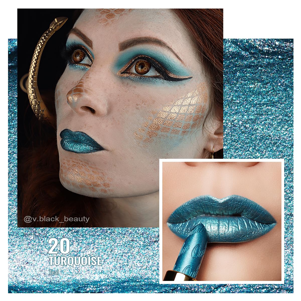Oulac Green Lipstick for Women with Metallic 3D Shine Lightweight Hydrating Formula, High Impact Lip Color, Vegan Beauty, Full C