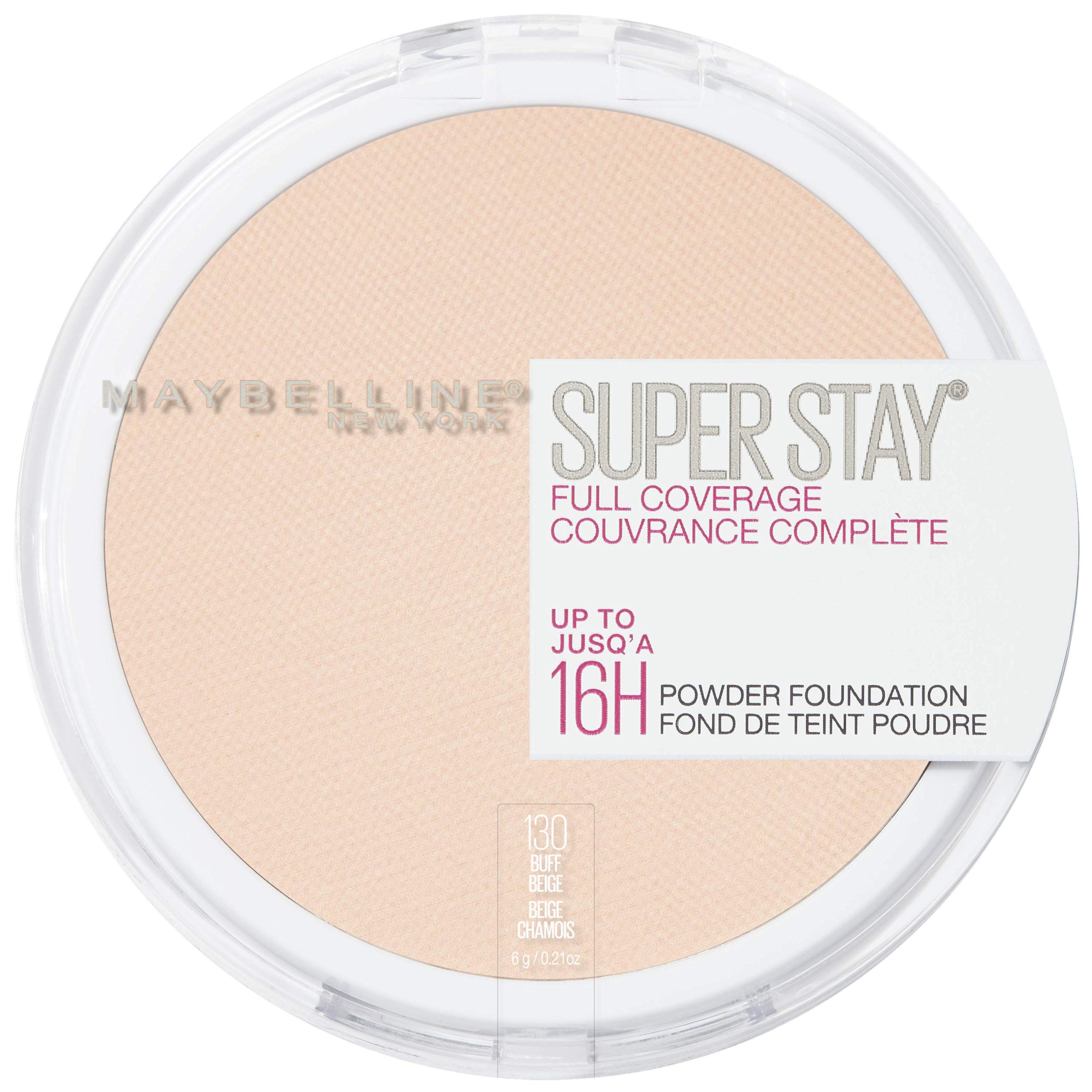 Maybelline Super Stay Full Coverage Powder Foundation Makeup, Up to 16 Hour Wear, Soft, Creamy Matte Foundation, Buff Beige, 1 C