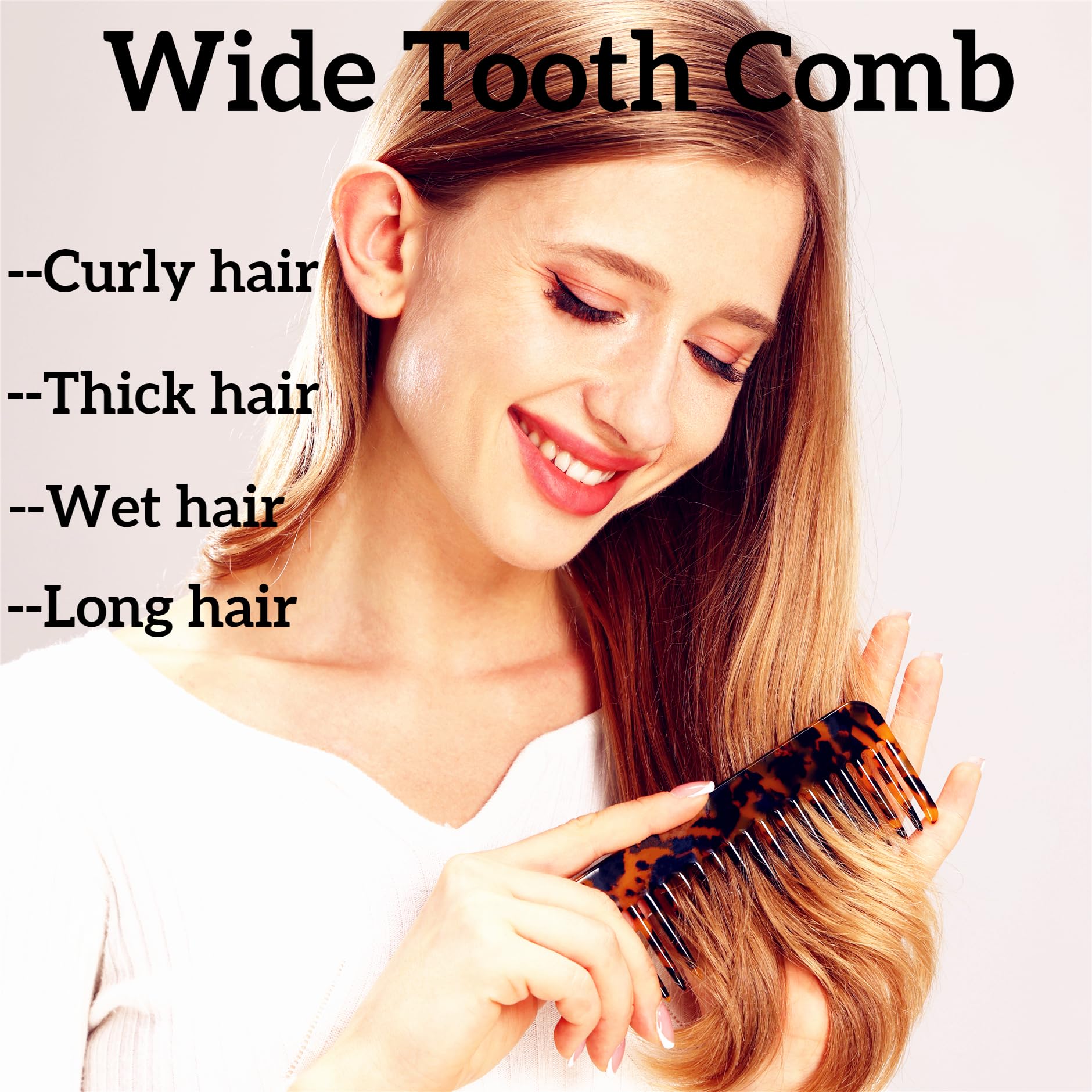 Fsmiling Hair Detangling Comb, Small Travel Purse Wide Tooth Pocket Comb For Thick Curly Wavy Hair, Acetate Hair Detangler Comb