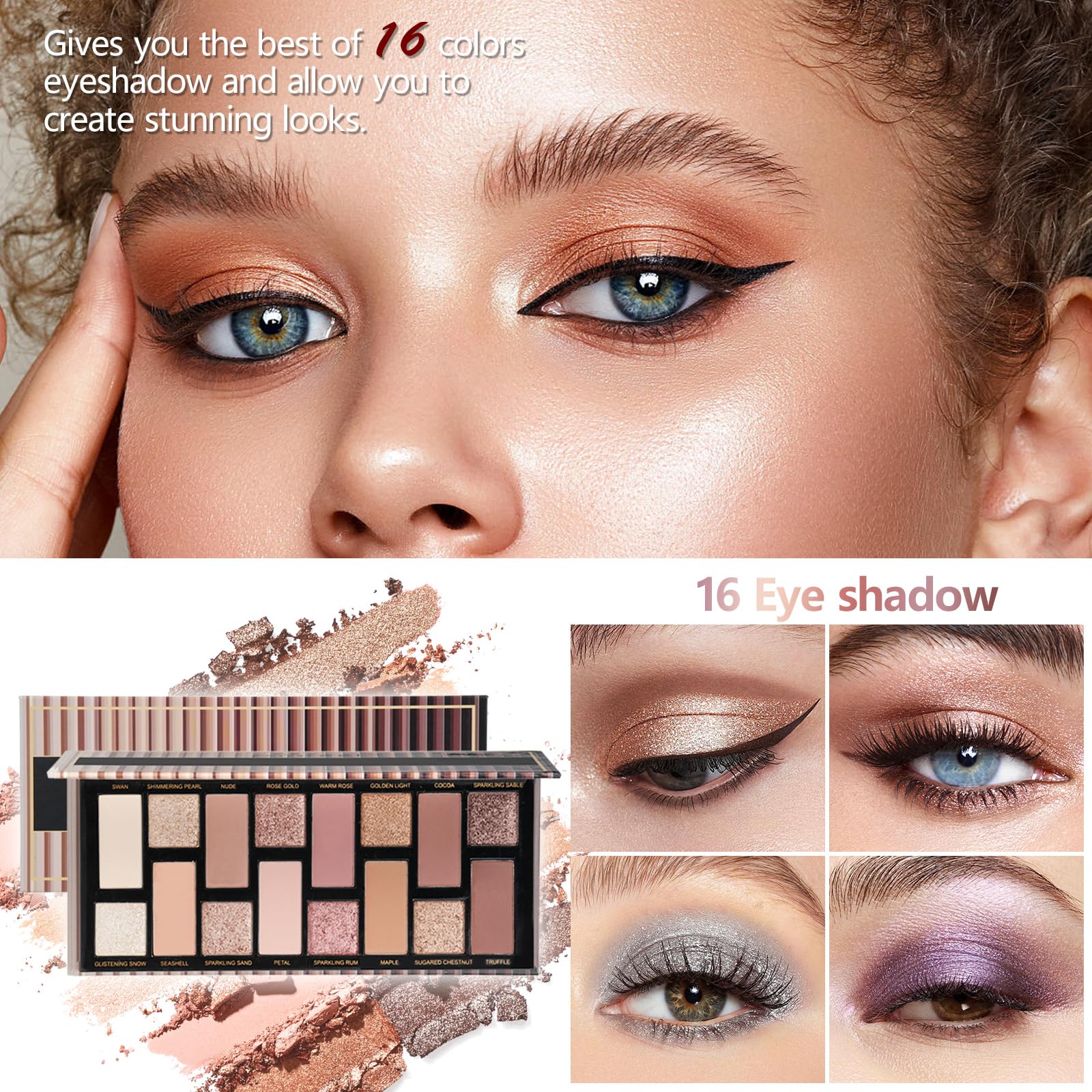 All In One Makeup Kit For Girls Gift, Makeup Kit For Women Full Kit Includes Sponge Eyeshadow Liquid Lipstick Concealer Eyeliner