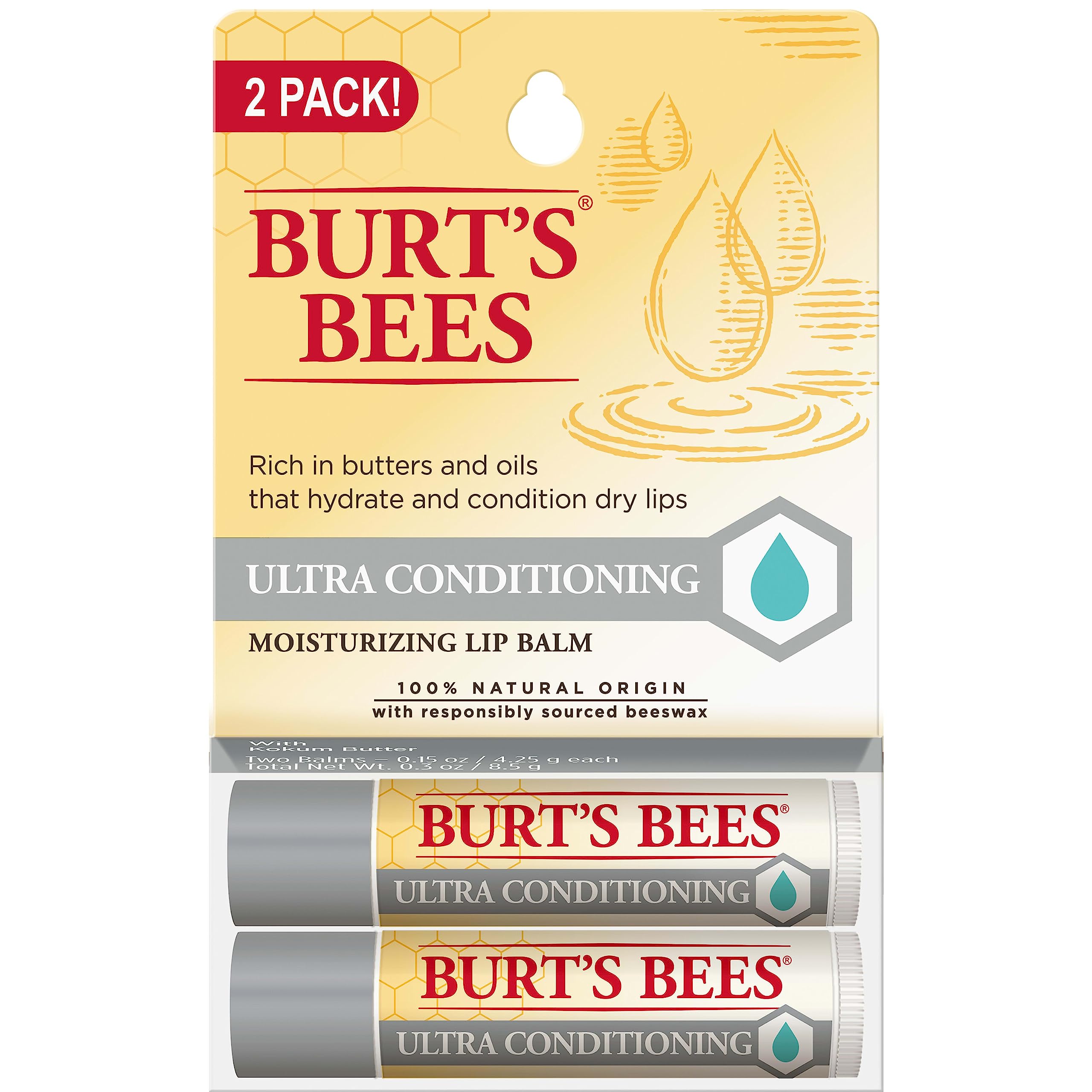 Ultra Conditioning Lip Balm Twin Pack By Burt'S Bees For Unisex - 2 X 0.15 Oz Lip Balm