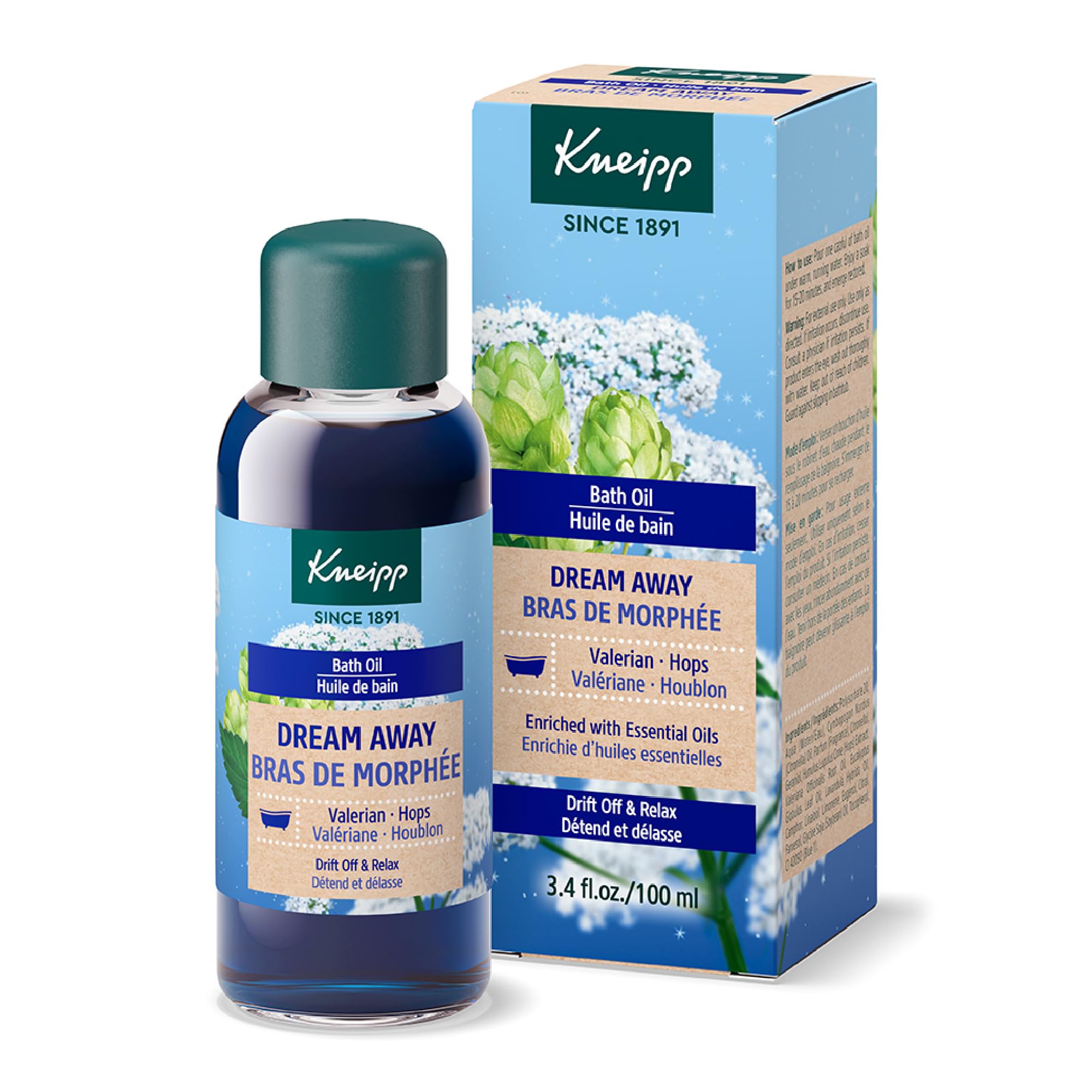 Kneipp Dream Away Valerian & Hops Bath Oil - Good for Unwinding Before Bed - Vegan - 3.38 fl oz - Up to 10 Baths