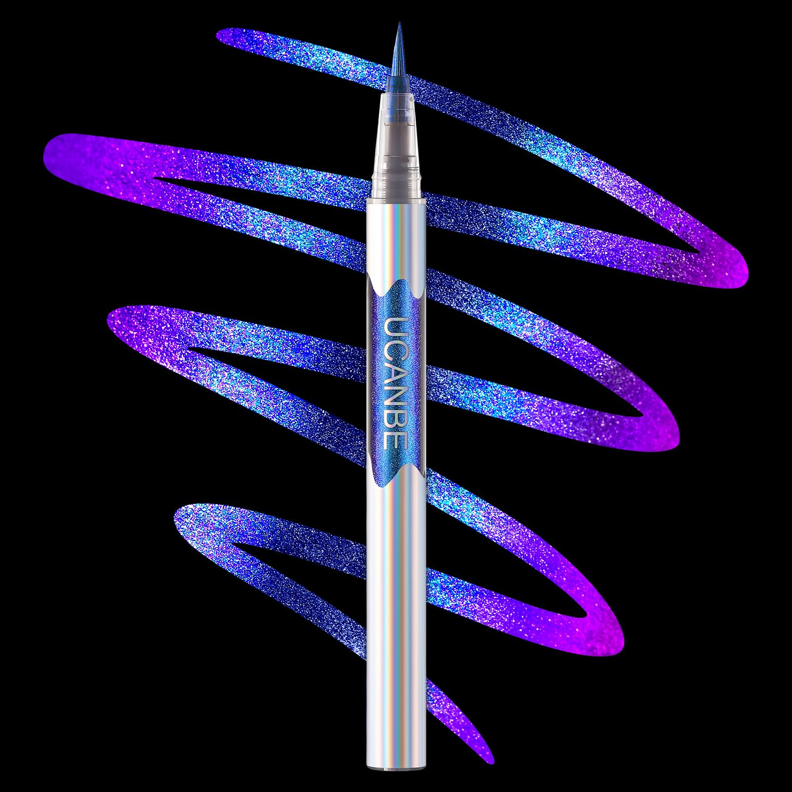 Ucanbe Chameleon Liquid Eyeliner - Blue Purple, Multi-Chrome Metallic Shift Eyeliner, Waterproof Glitter Eyeliner With Soft Fine