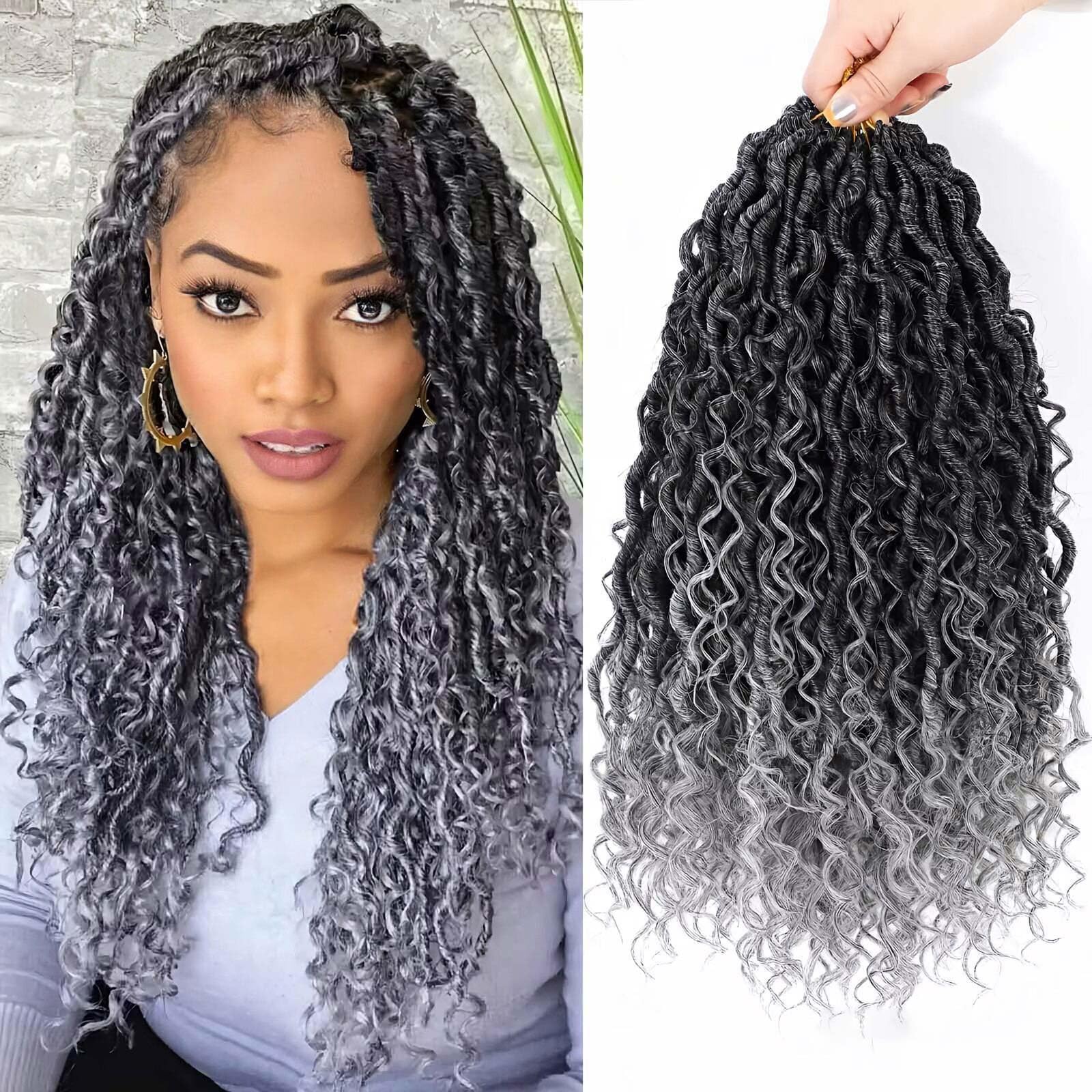 12 Inch 8 Packs Goddess Locs Crochet Hair Faux Locs Crochet Hair for Women Pre Looped River Locs Crochet Hair with Curly Ends Sy